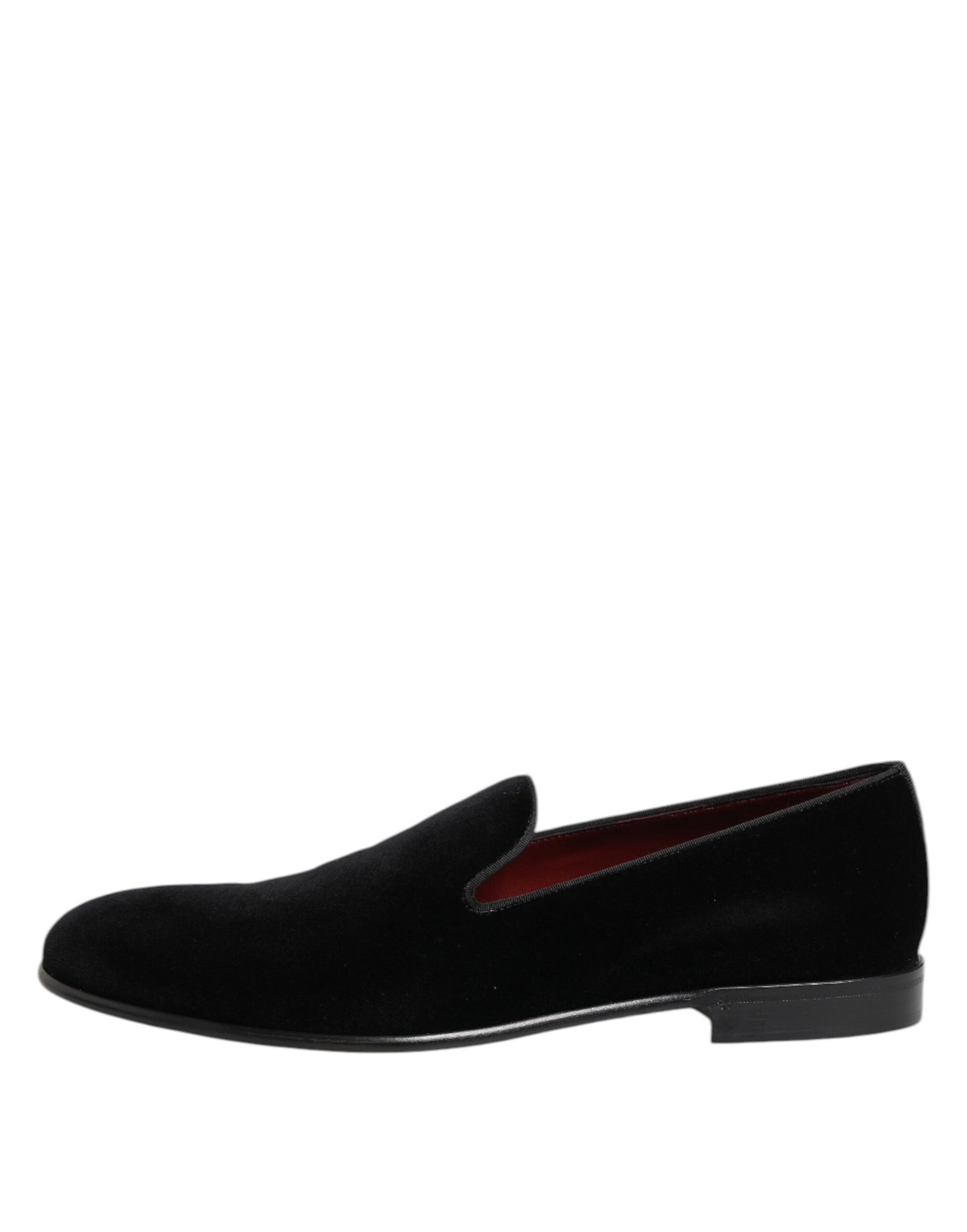 Dolce & Gabbana Black Velvet Slip On Loafers Men Formal Shoes | Regal Royce