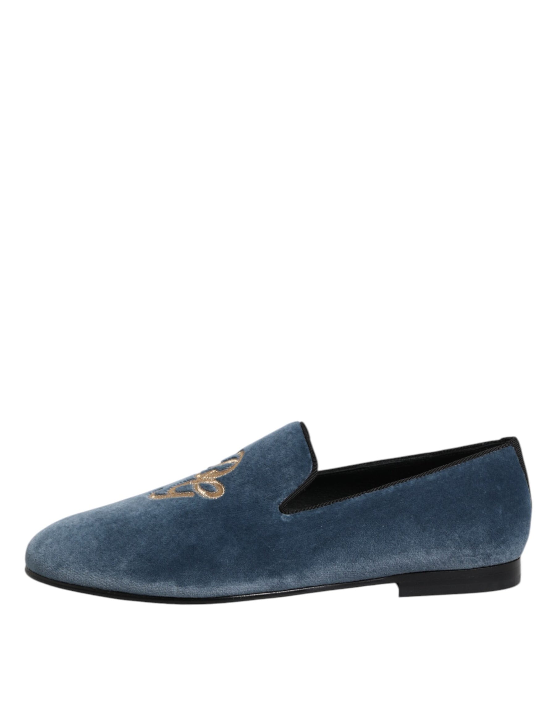 Dolce & Gabbana Blue Velvet DG Logo Loafers Formal Shoes | Regal Royce