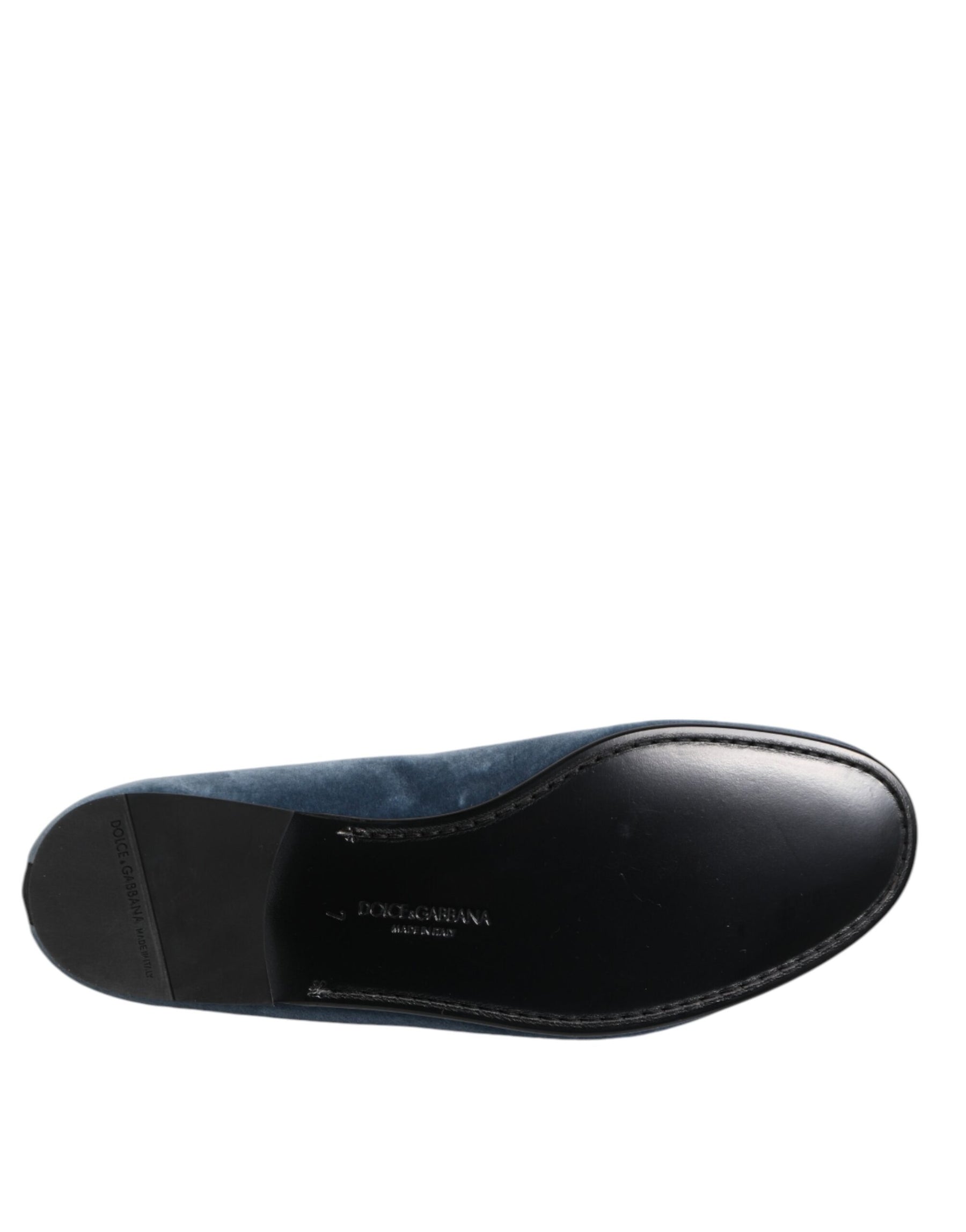Dolce & Gabbana Blue Velvet DG Logo Loafers Formal Shoes | Regal Royce
