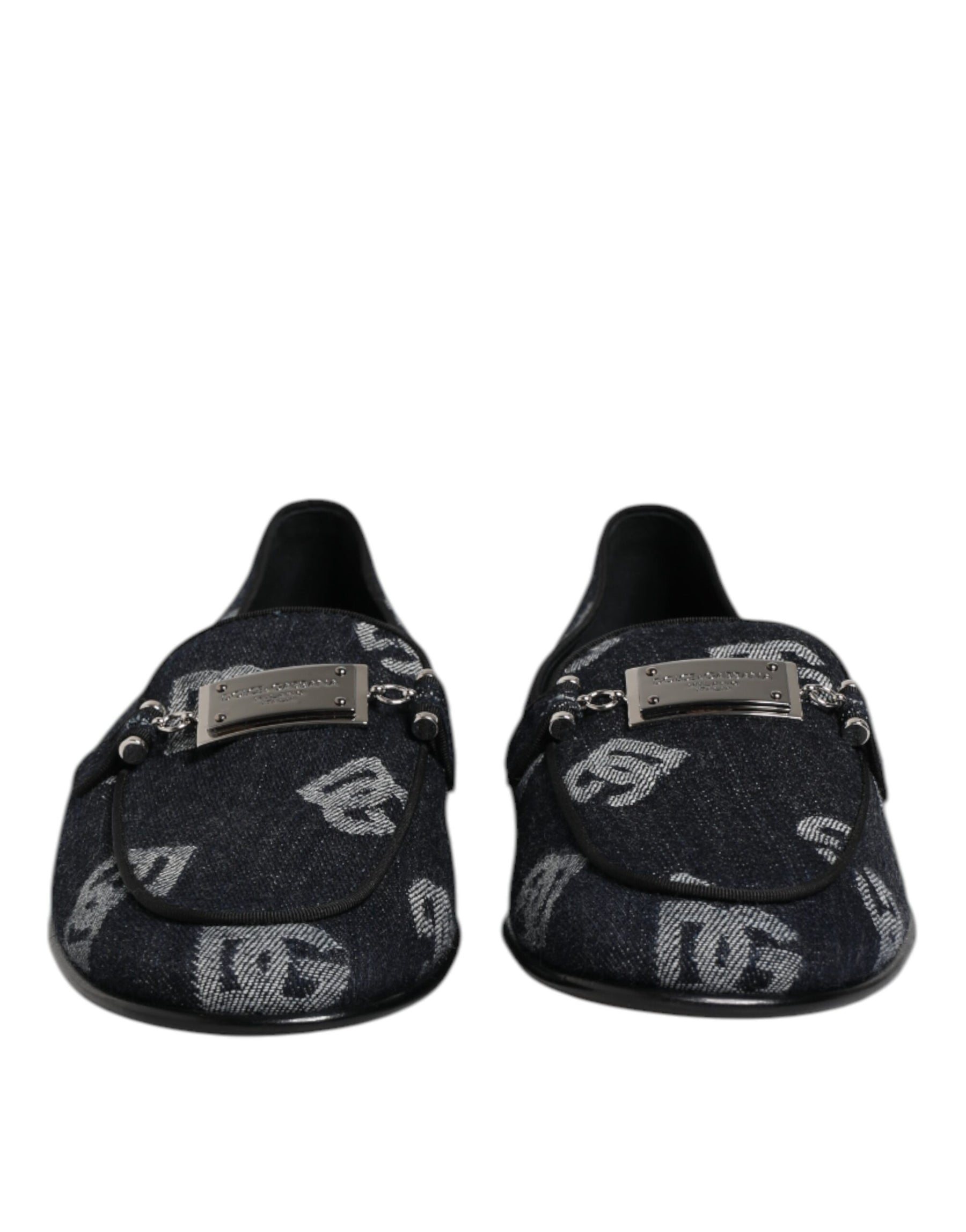 Dolce & Gabbana Blue Logo Cotton Loafers Formal Dress Shoes | Regal Royce