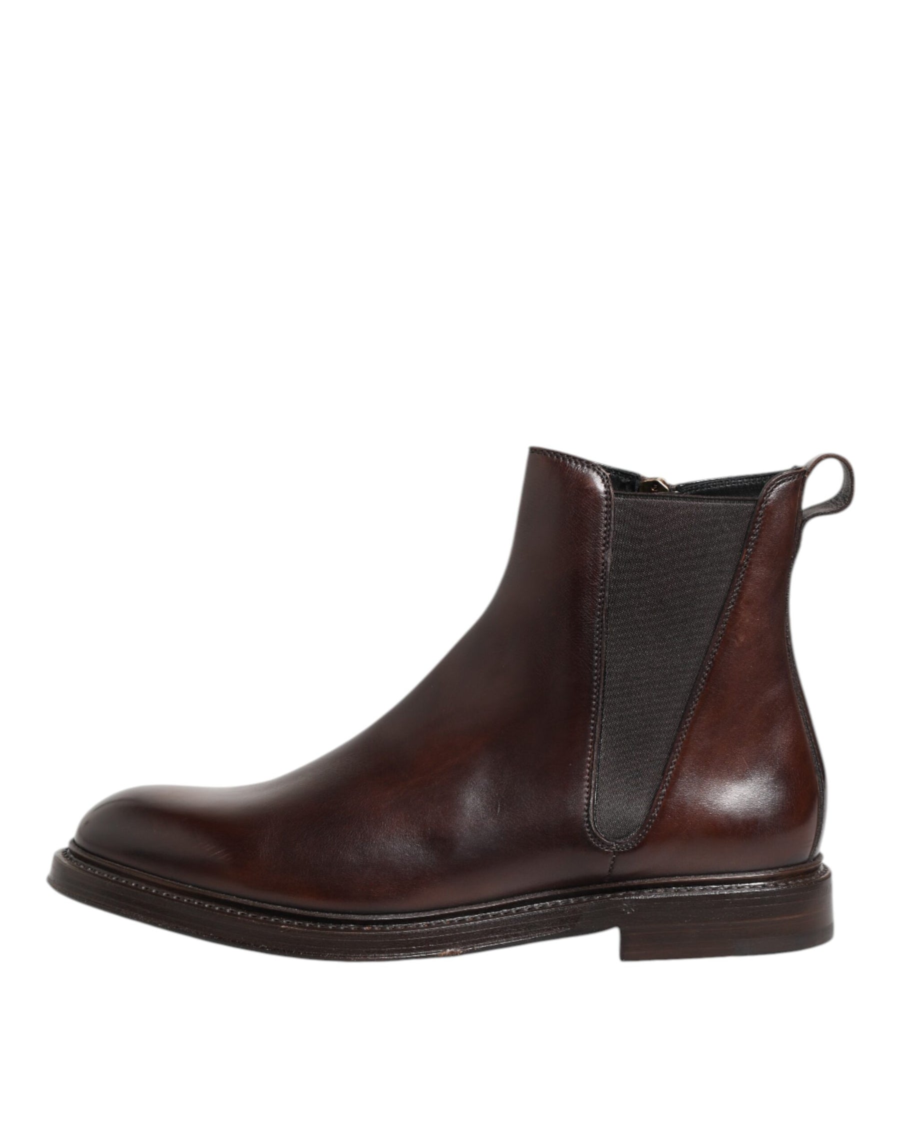 Dolce & Gabbana Brown Chelsea Leather Mid Calf Boots Shoes | Regal Royce