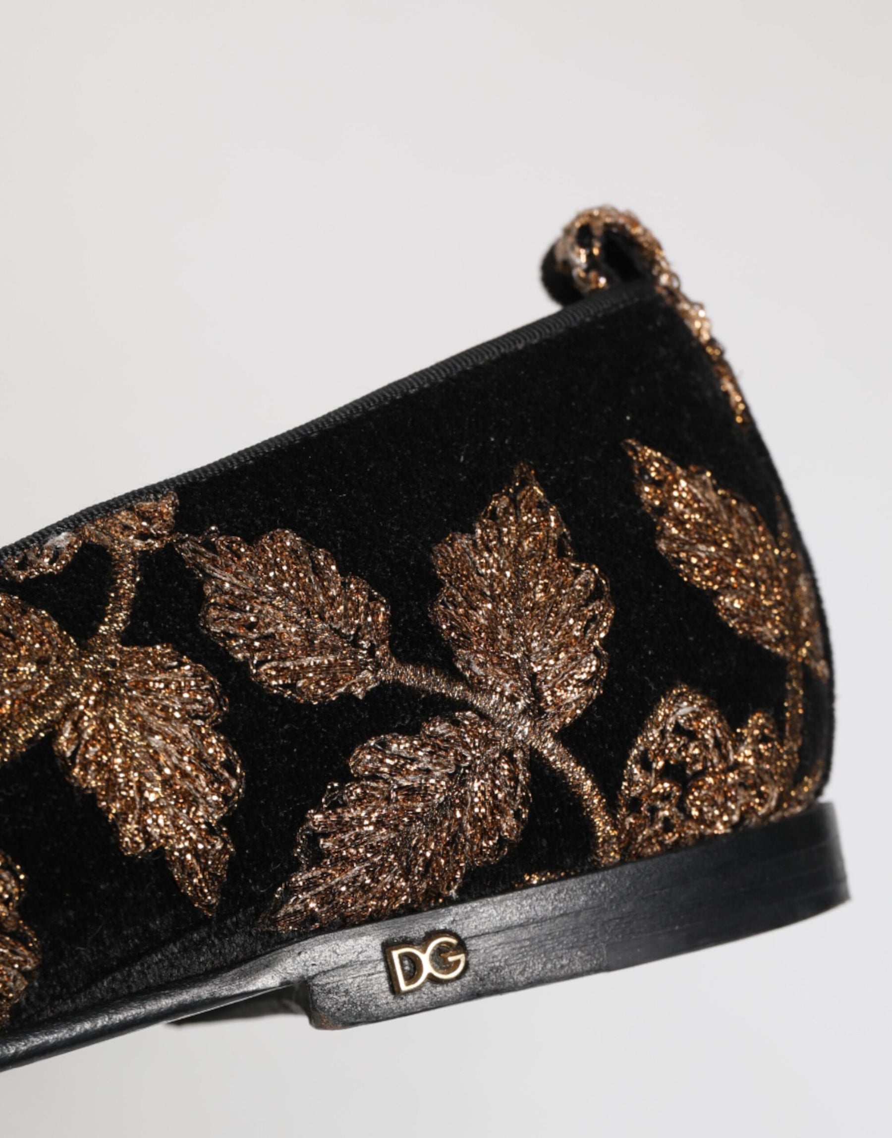 Dolce & Gabbana Black Floral Embroidery Men Loafers Shoes | Regal Royce