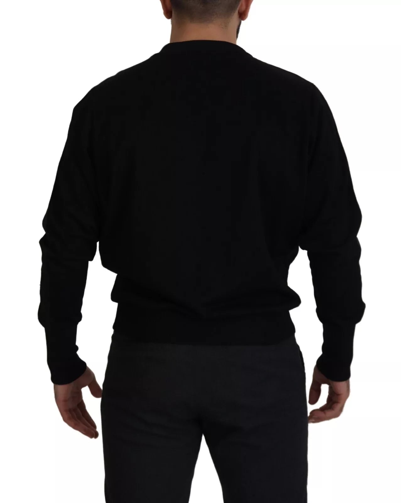 Dolce & Gabbana Black Cotton Crewneck Sweatshirt Sweater | Regal Royce