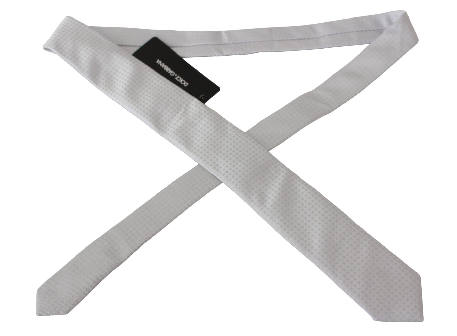 Dolce & Gabbana White Patterned Classic Mens Slim Necktie Tie | Regal Royce