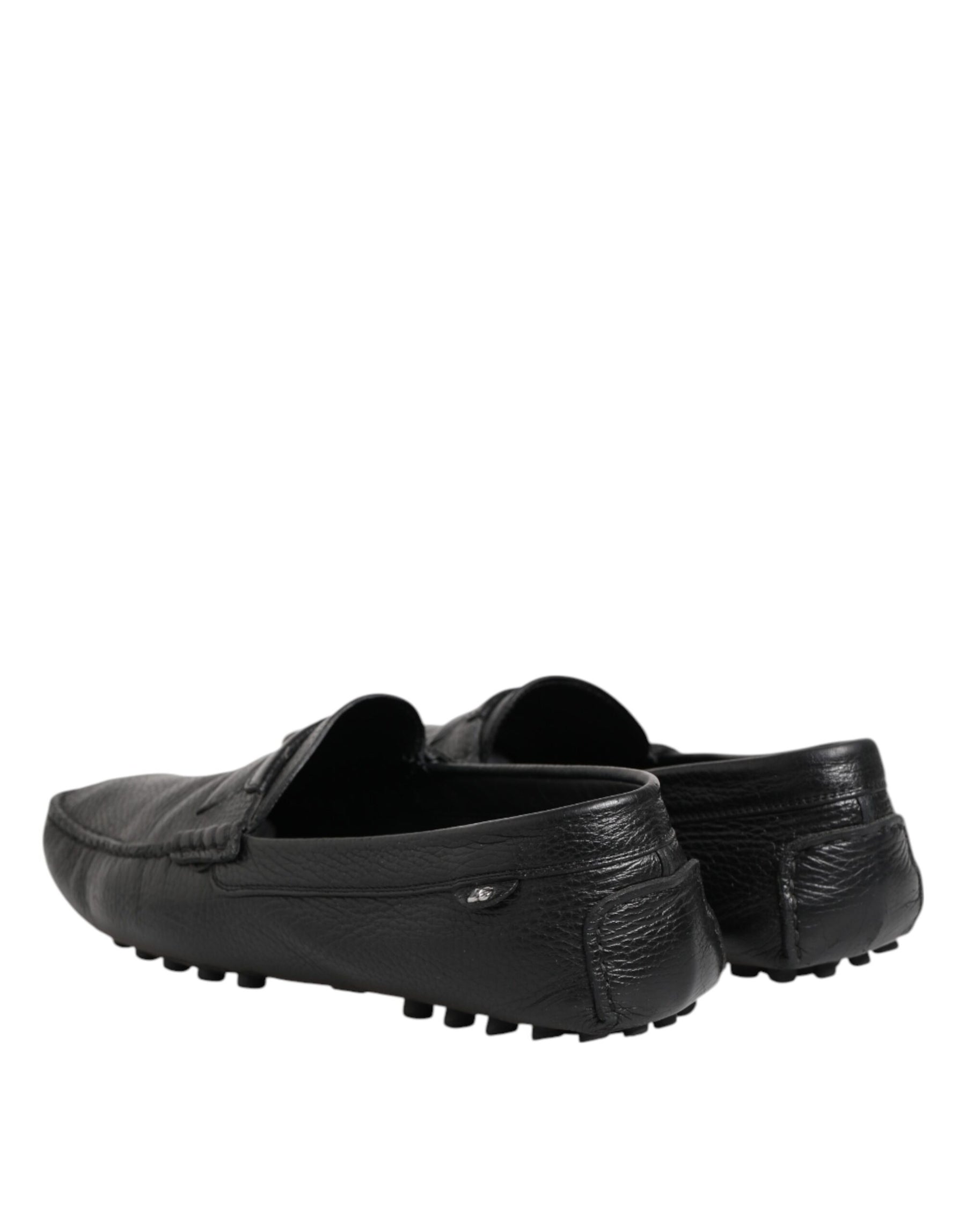Dolce & Gabbana Black Leather Slip On Mocassin Loafer Shoes | Regal Royce