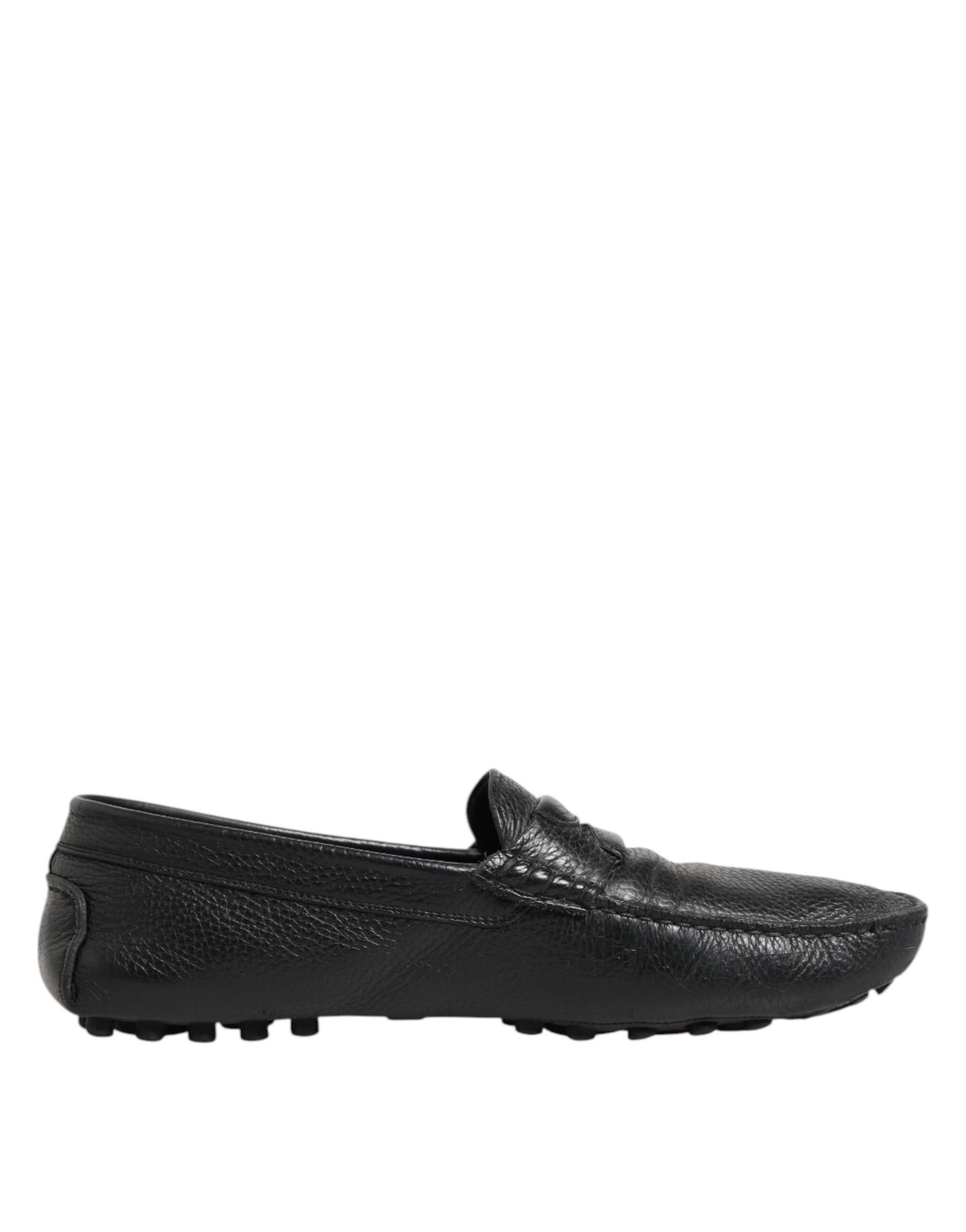 Dolce & Gabbana Black Leather Slip On Mocassin Loafer Shoes | Regal Royce