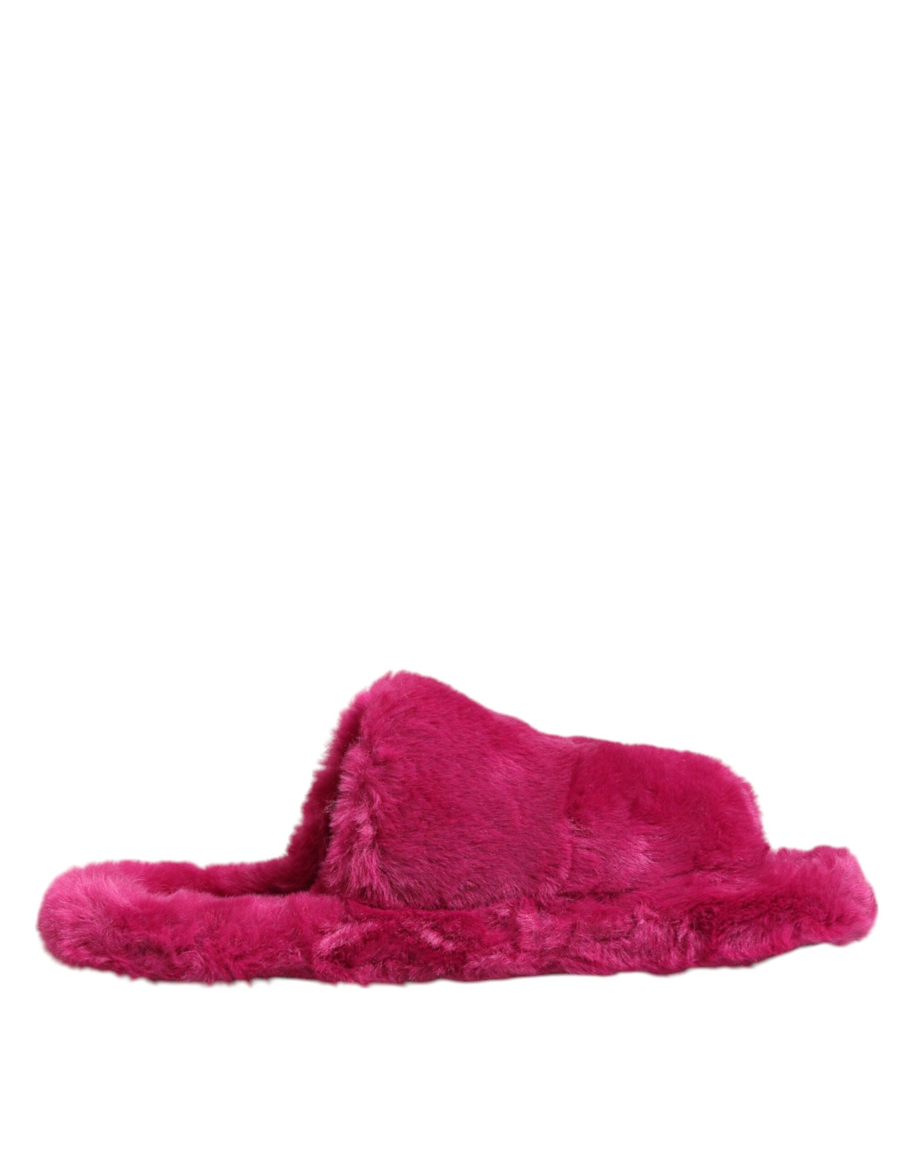Dolce & Gabbana Pink Acrylic Faux Fur Mens Flats Sandals Shoes | Regal Royce