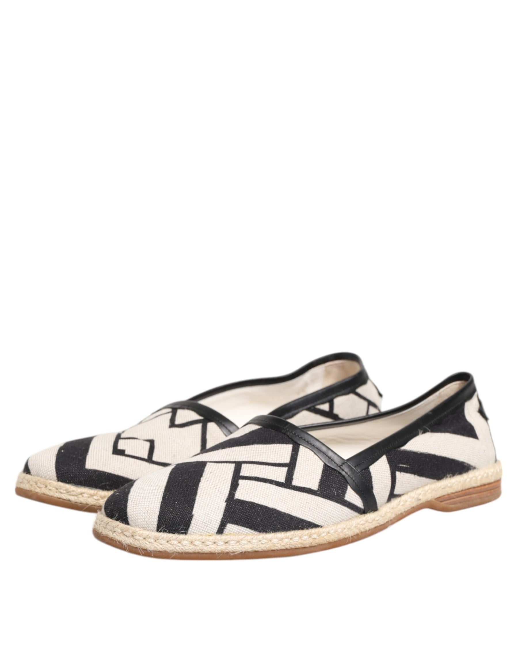 Dolce & Gabbana Black White Stripes Flat Espadrille Shoes | Regal Royce