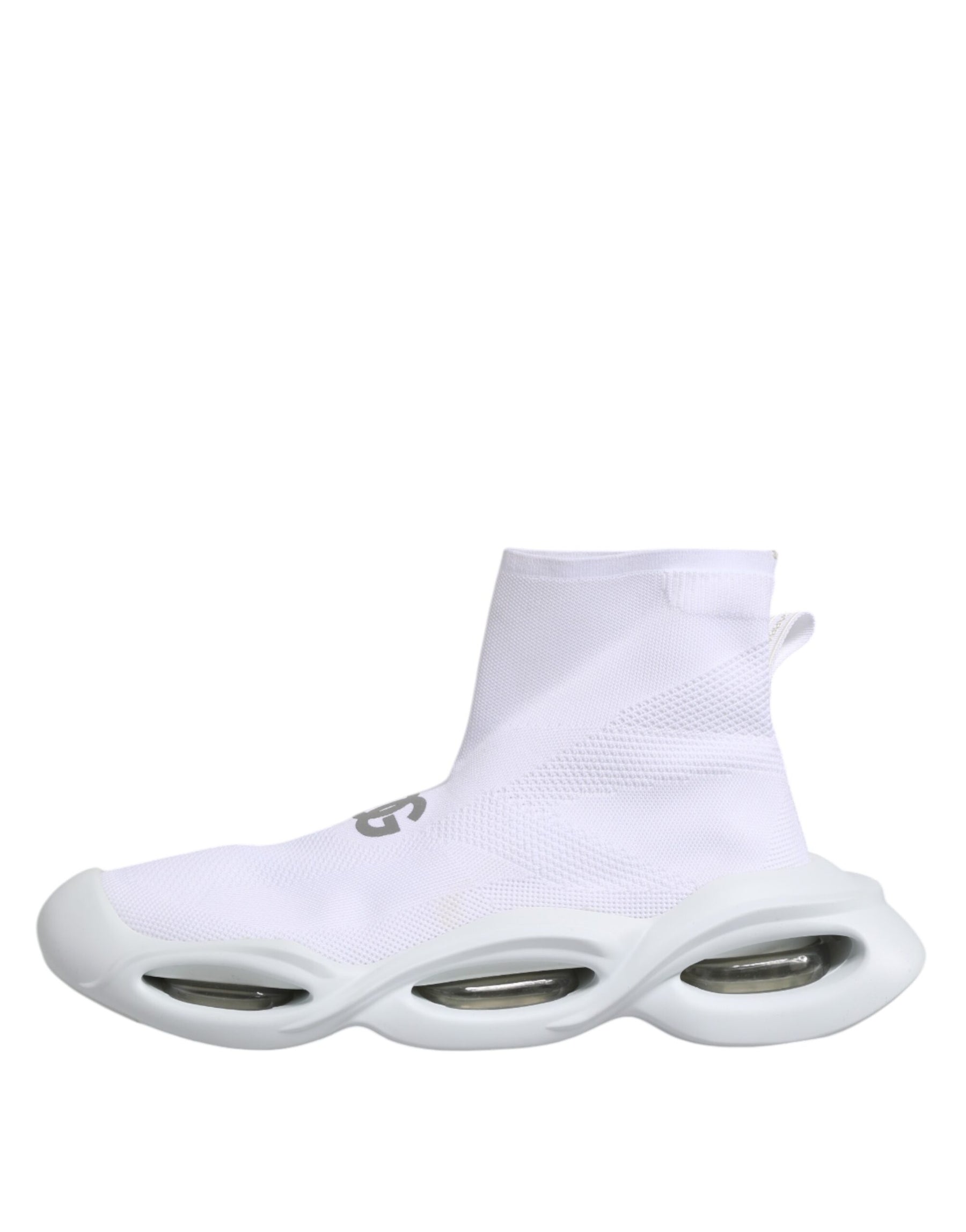 Dolce & Gabbana White Silver Slip On Wave Socks Sneakers Shoes | Regal Royce