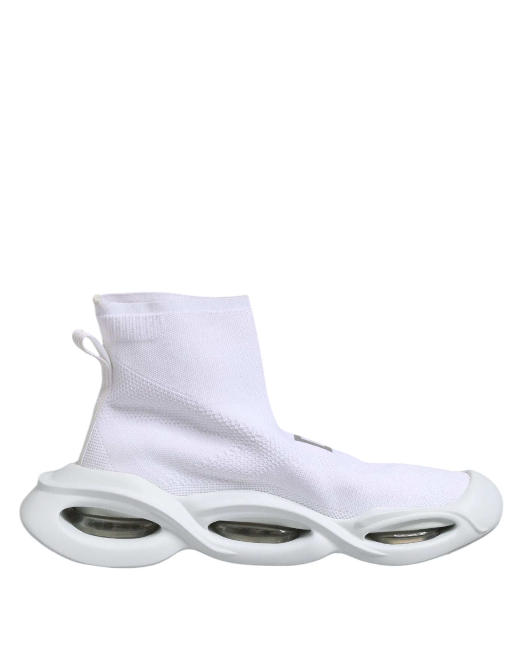 Dolce & Gabbana White Silver Slip On Wave Socks Sneakers Shoes | Regal Royce