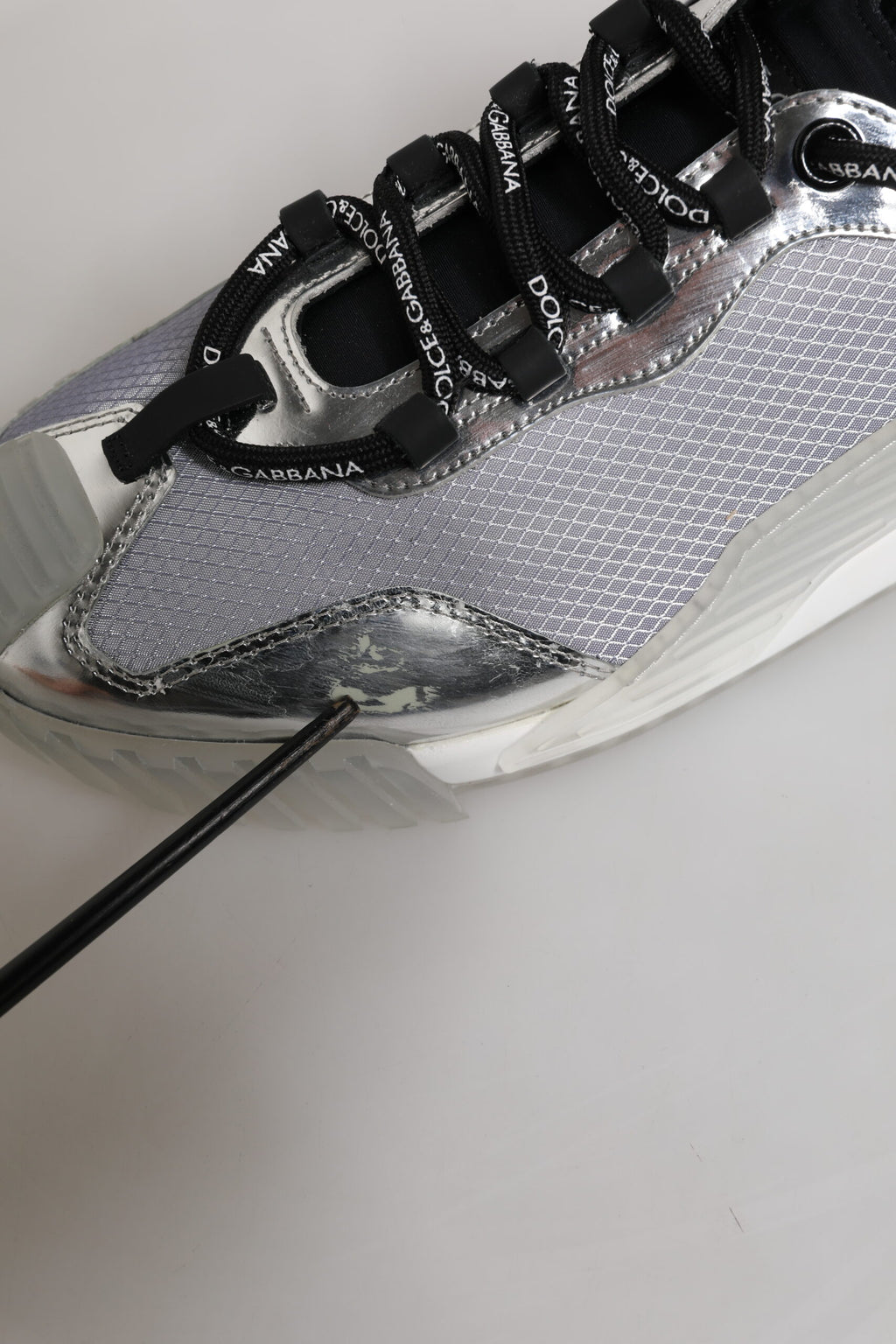 Dolce & Gabbana Silver Black Nylon NS1 Low Top Men Sneakers Shoes