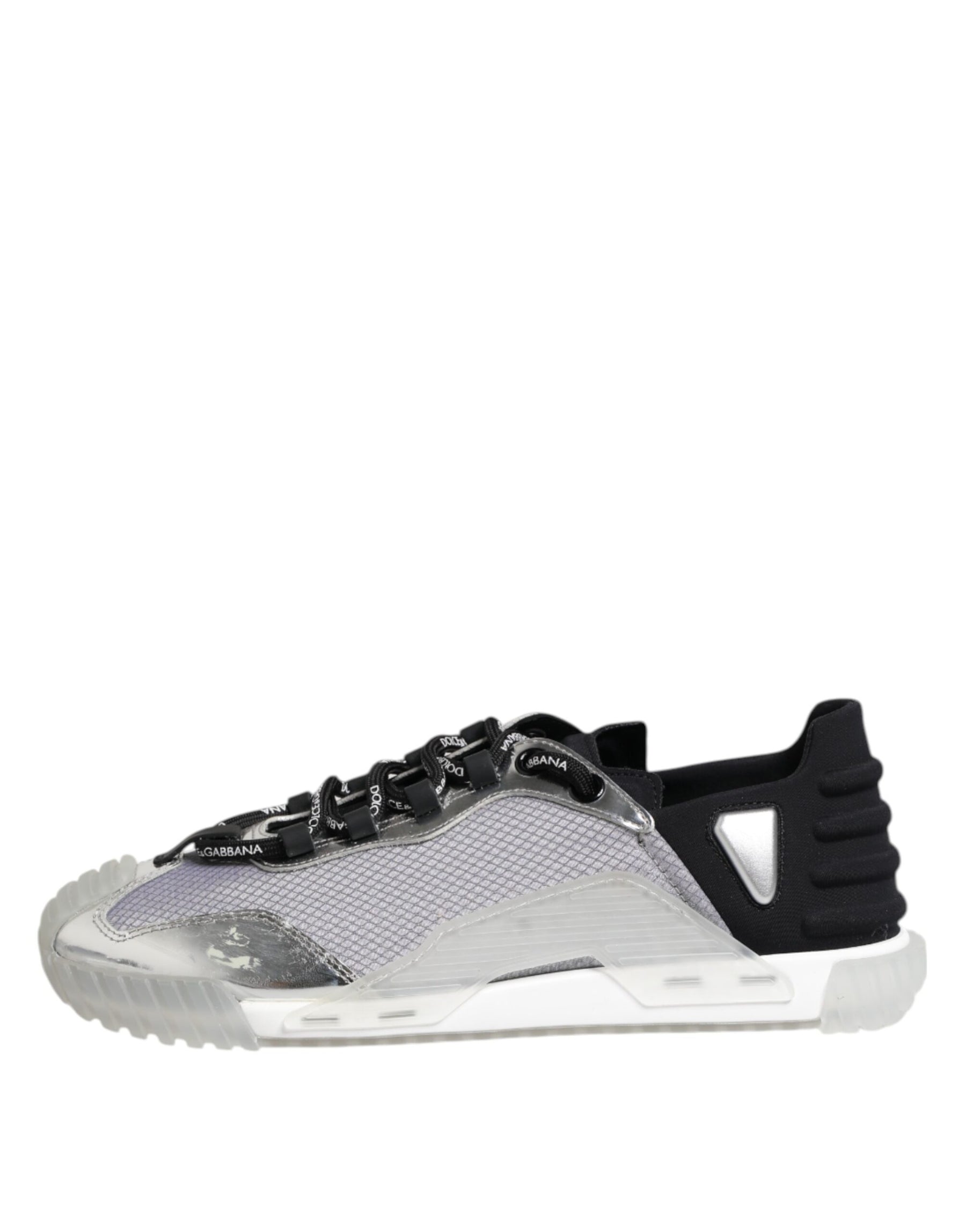 Dolce & Gabbana Silver Black Nylon NS1 Low Top Men Sneakers Shoes | Regal Royce