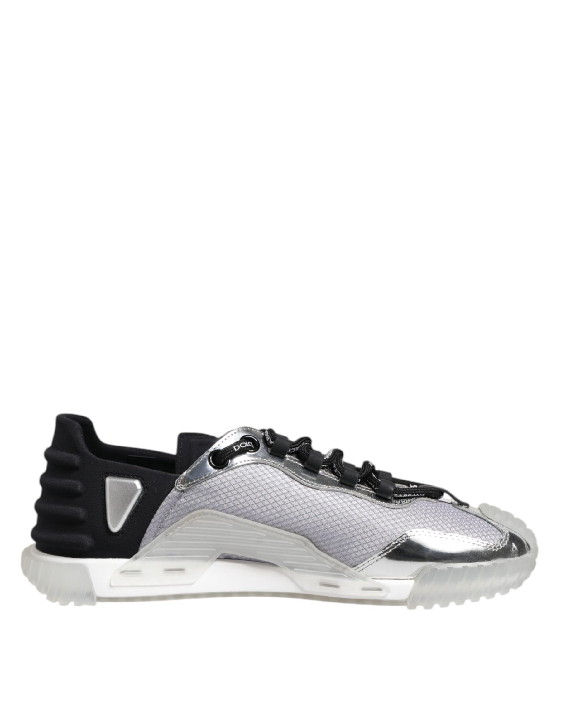 Dolce & Gabbana Silver Black Nylon NS1 Low Top Men Sneakers Shoes | Regal Royce