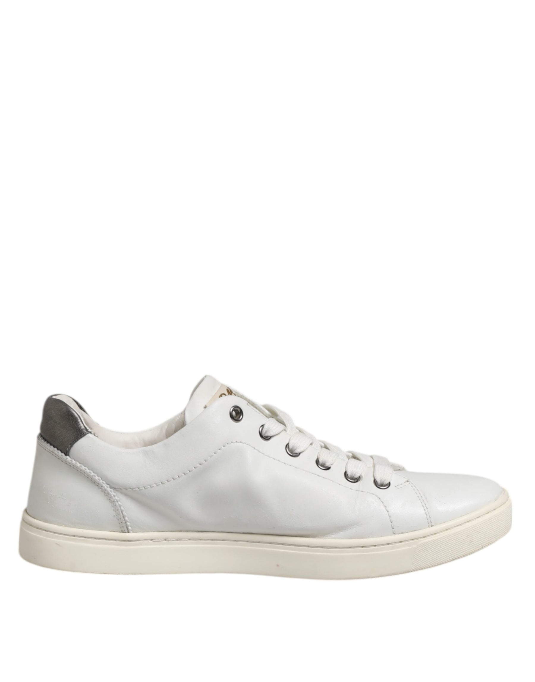 Dolce & Gabbana White Silver Sacred Heart Men Sneakers Shoes | Regal Royce