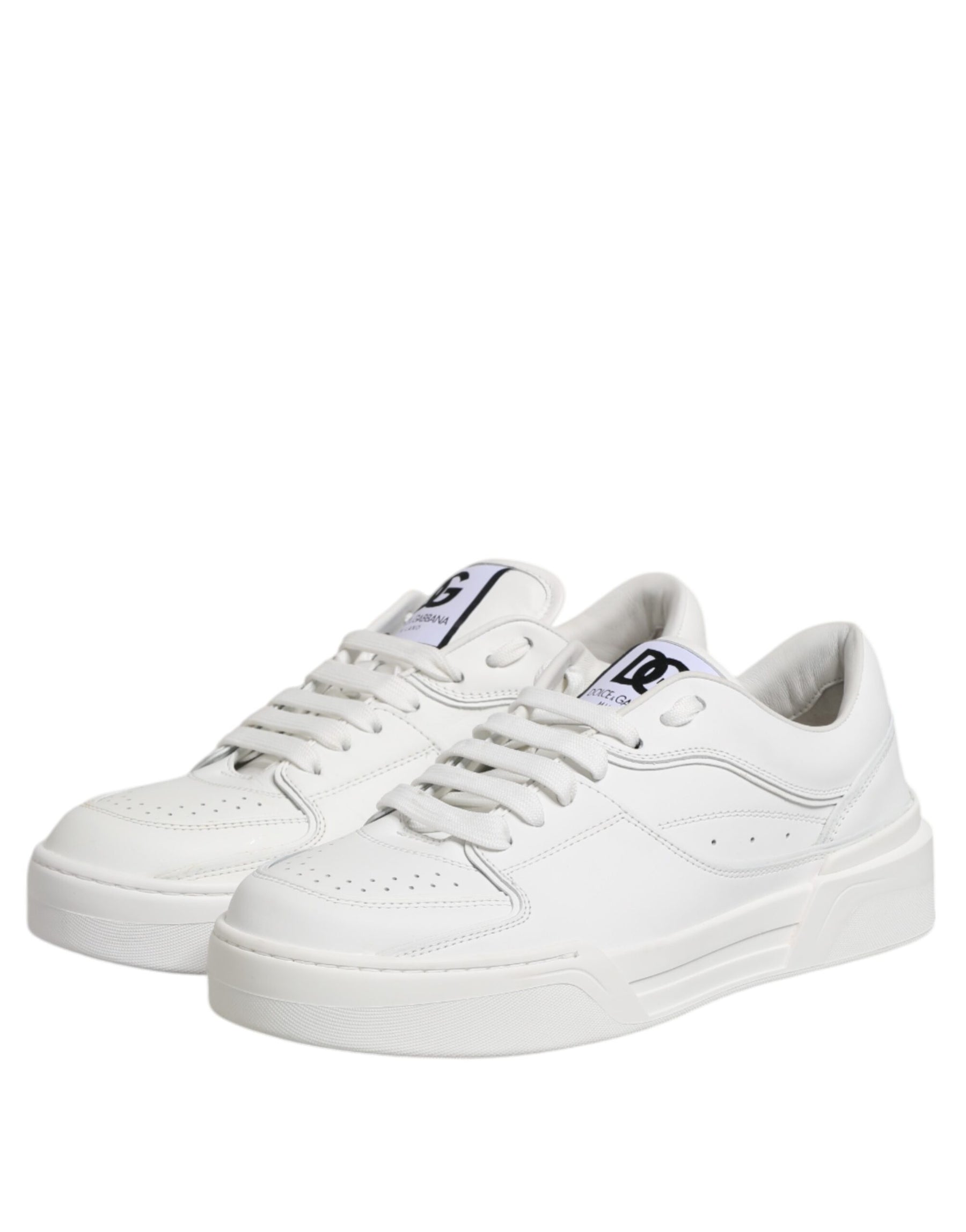 Dolce & Gabbana White Miami Leather Low Top Sneakers Shoes | Regal Royce