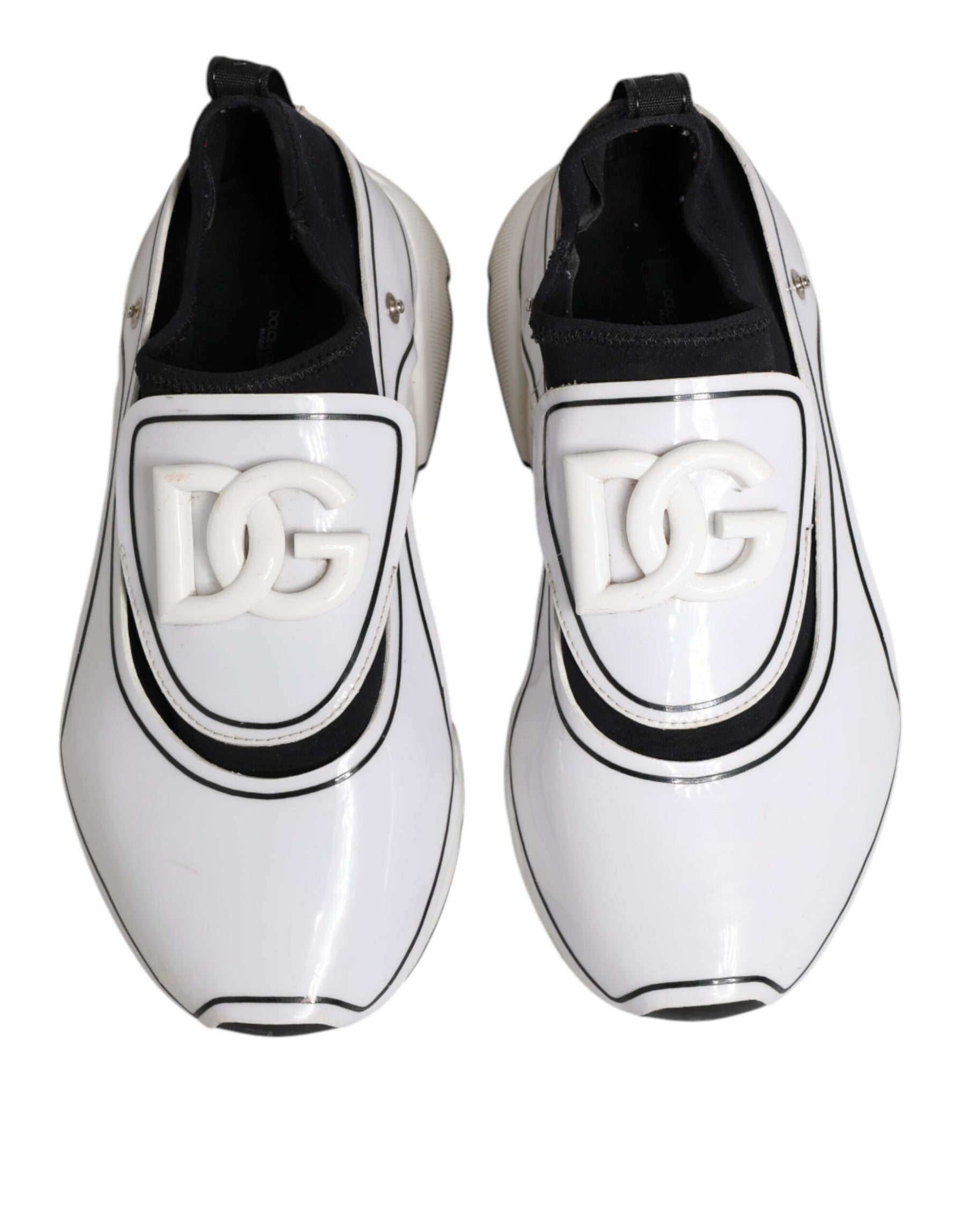 Dolce & Gabbana White Black Logo Plaque Daymaster Men Sneakers Shoes | Regal Royce