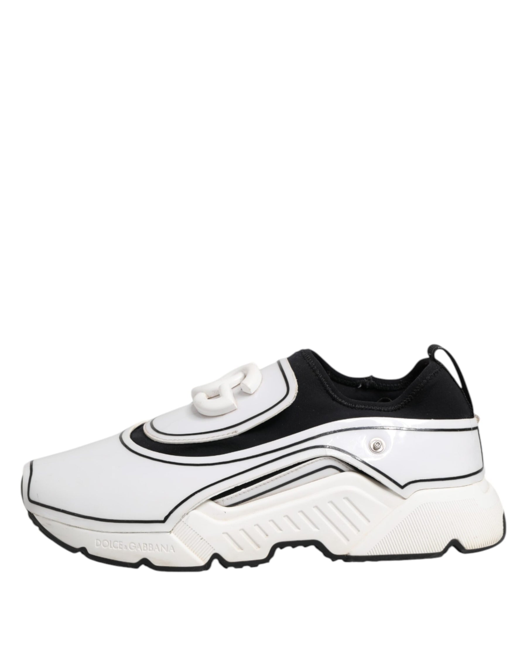 Dolce & Gabbana White Black Logo Plaque Daymaster Men Sneakers Shoes | Regal Royce