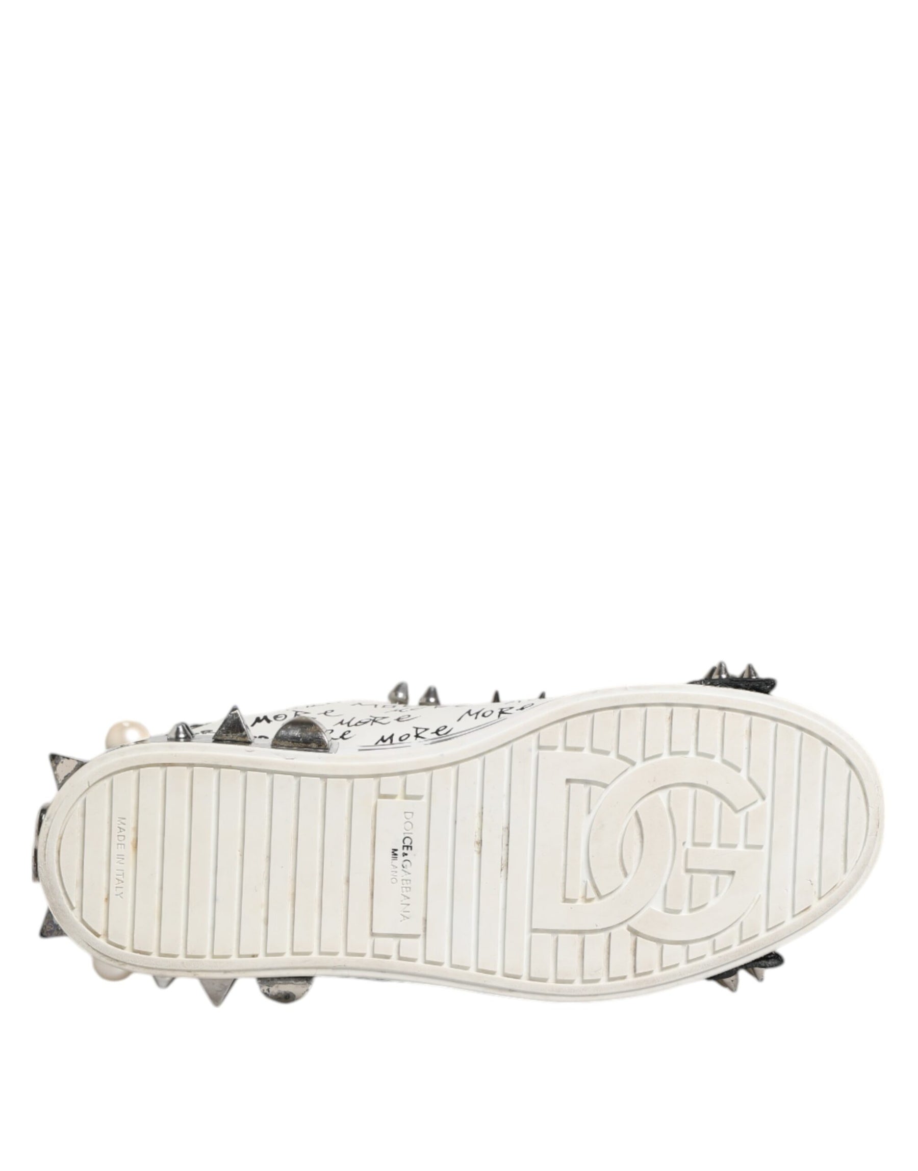 Dolce & Gabbana Black White Studded Low Top Sneakers Shoes | Regal Royce