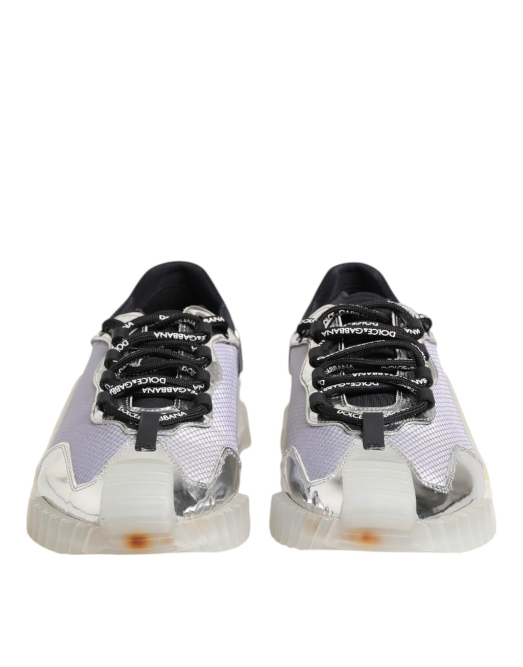 Dolce & Gabbana Silver Black Nylon NS1 Low Top Sneakers Shoes