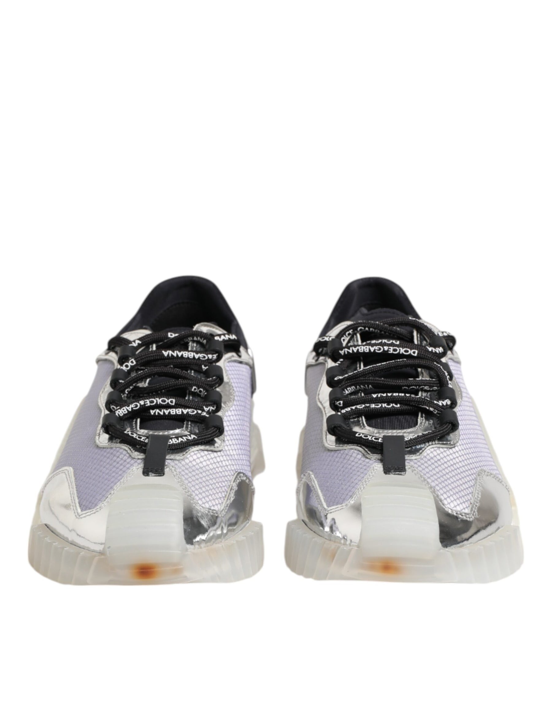 Dolce & Gabbana Silver Black Nylon NS1 Low Top Sneakers Shoes | Regal Royce
