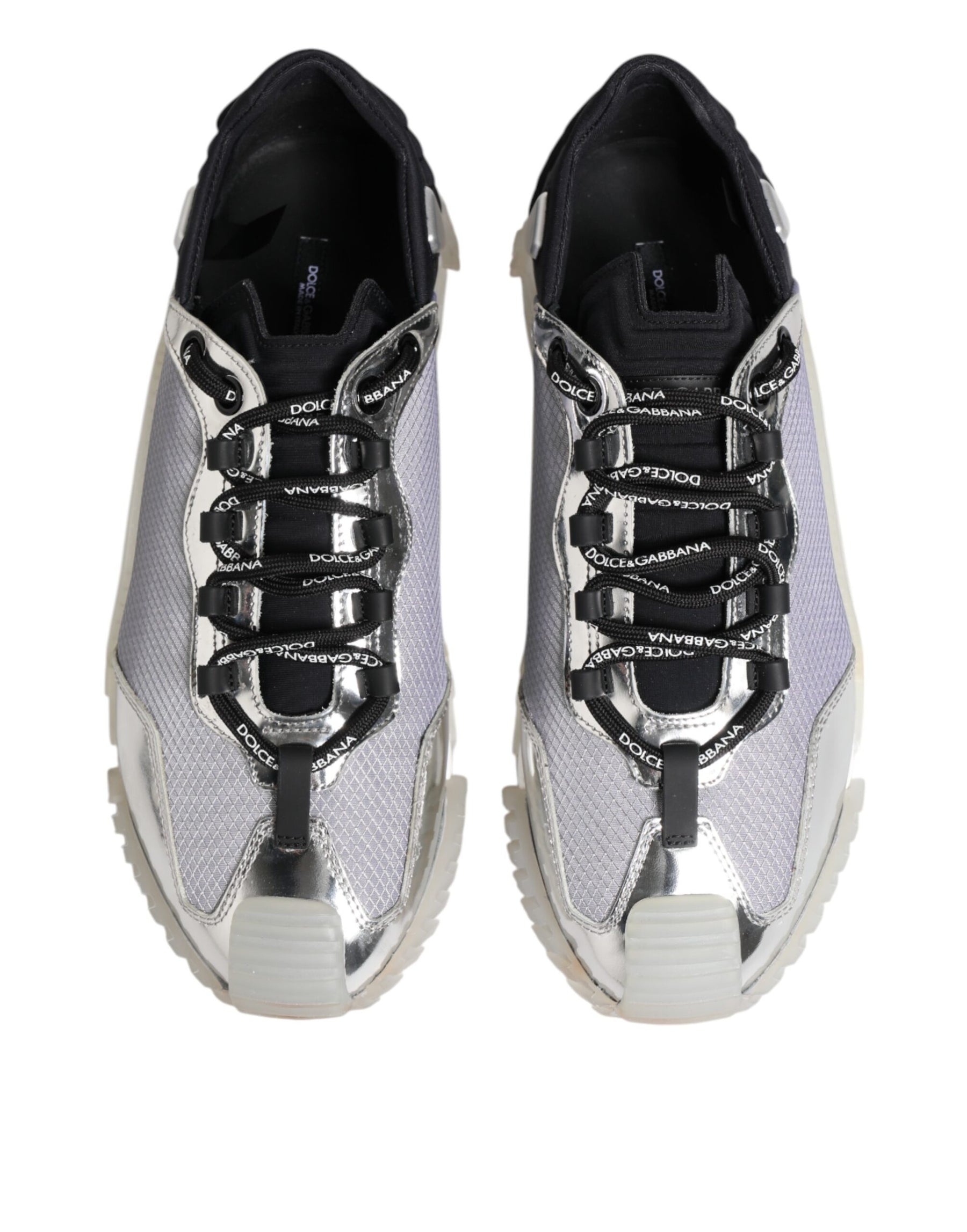 Dolce & Gabbana Silver Black Nylon NS1 Low Top Sneakers Shoes | Regal Royce