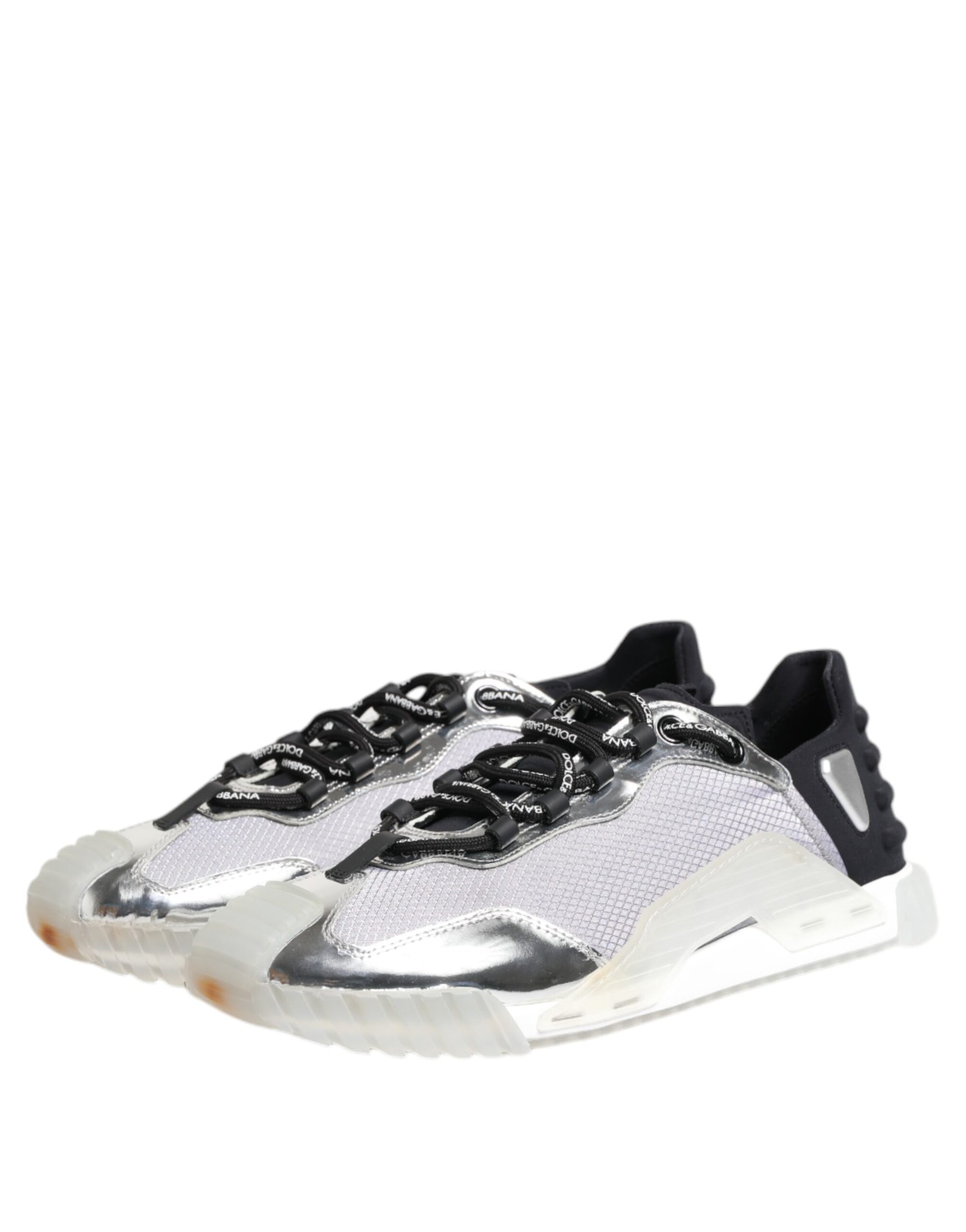 Dolce & Gabbana Silver Black Nylon NS1 Low Top Sneakers Shoes | Regal Royce