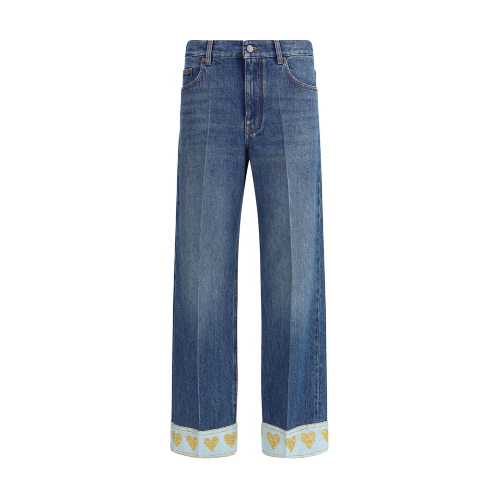 Valentino Blue Cotton Straight-Leg Jeans | Regal Royce