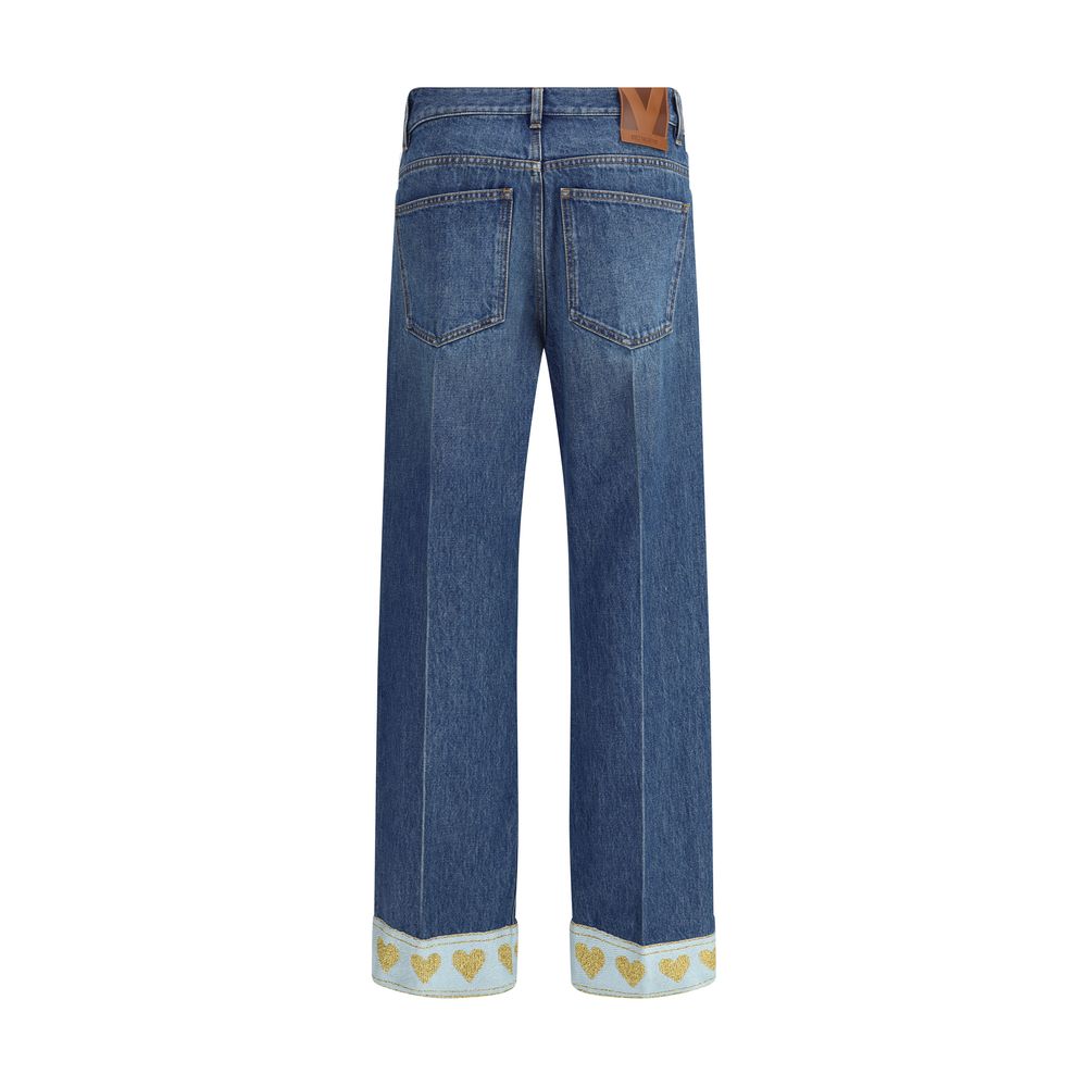 Valentino Blue Cotton Straight-Leg Jeans | Regal Royce