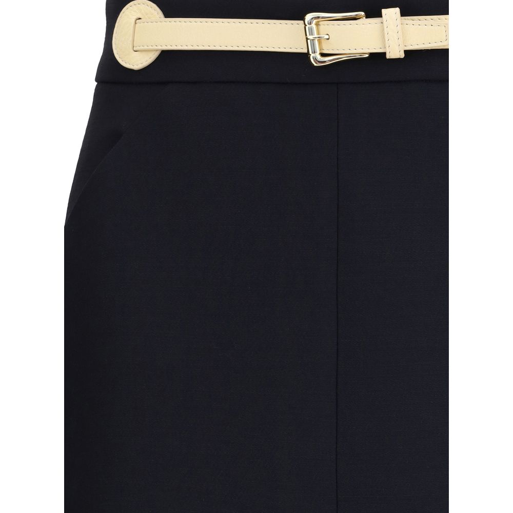 Valentino Black Fleece Wool Midi Skirt | Regal Royce