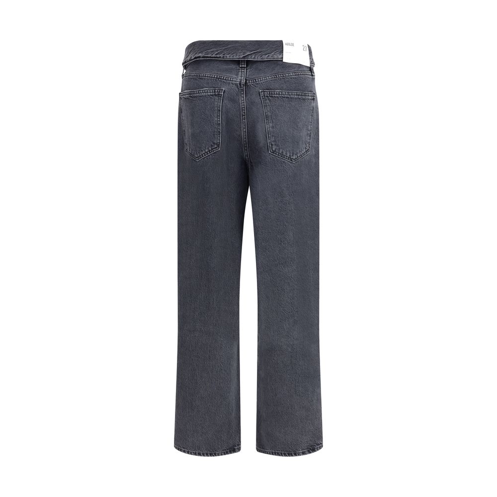 Agolde Black Cotton Tapered Jeans | Regal Royce