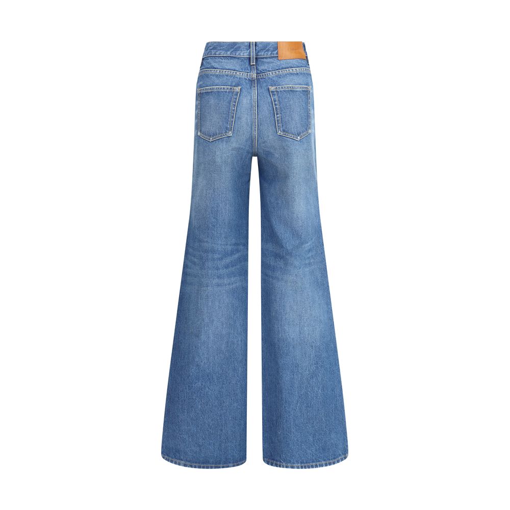 Chloé Blue Cotton Flared Jeans | Regal Royce