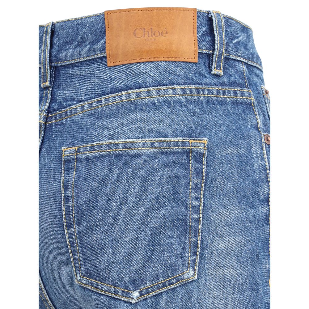 Chloé Blue Cotton Flared Jeans | Regal Royce