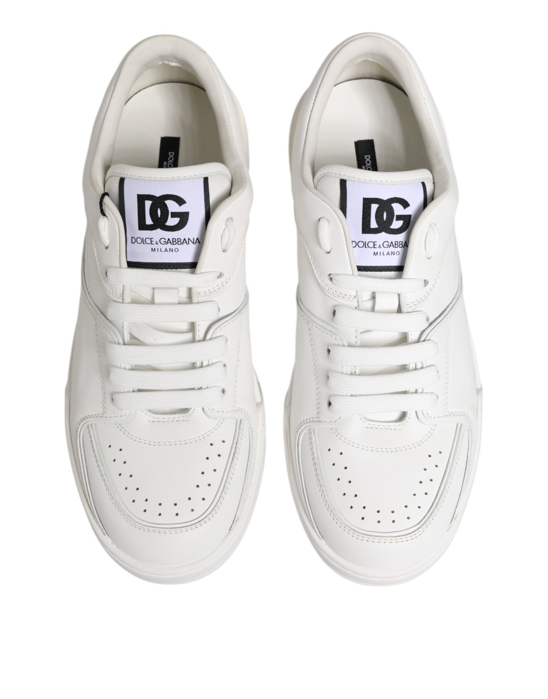 Dolce & Gabbana White Miami Leather Low Top Sneakers Shoes | Regal Royce