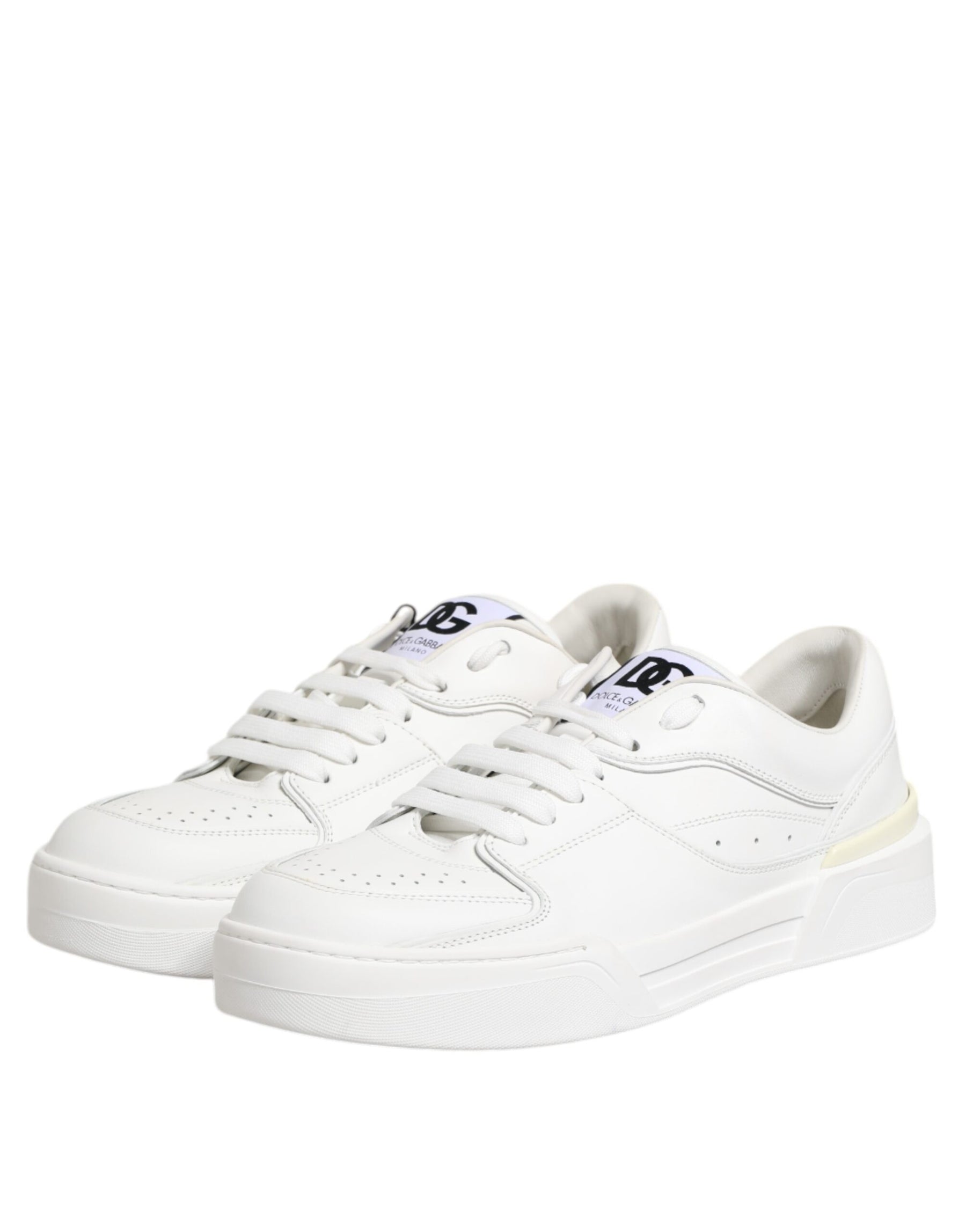 Dolce & Gabbana White Miami Leather Low Top Sneakers Shoes | Regal Royce