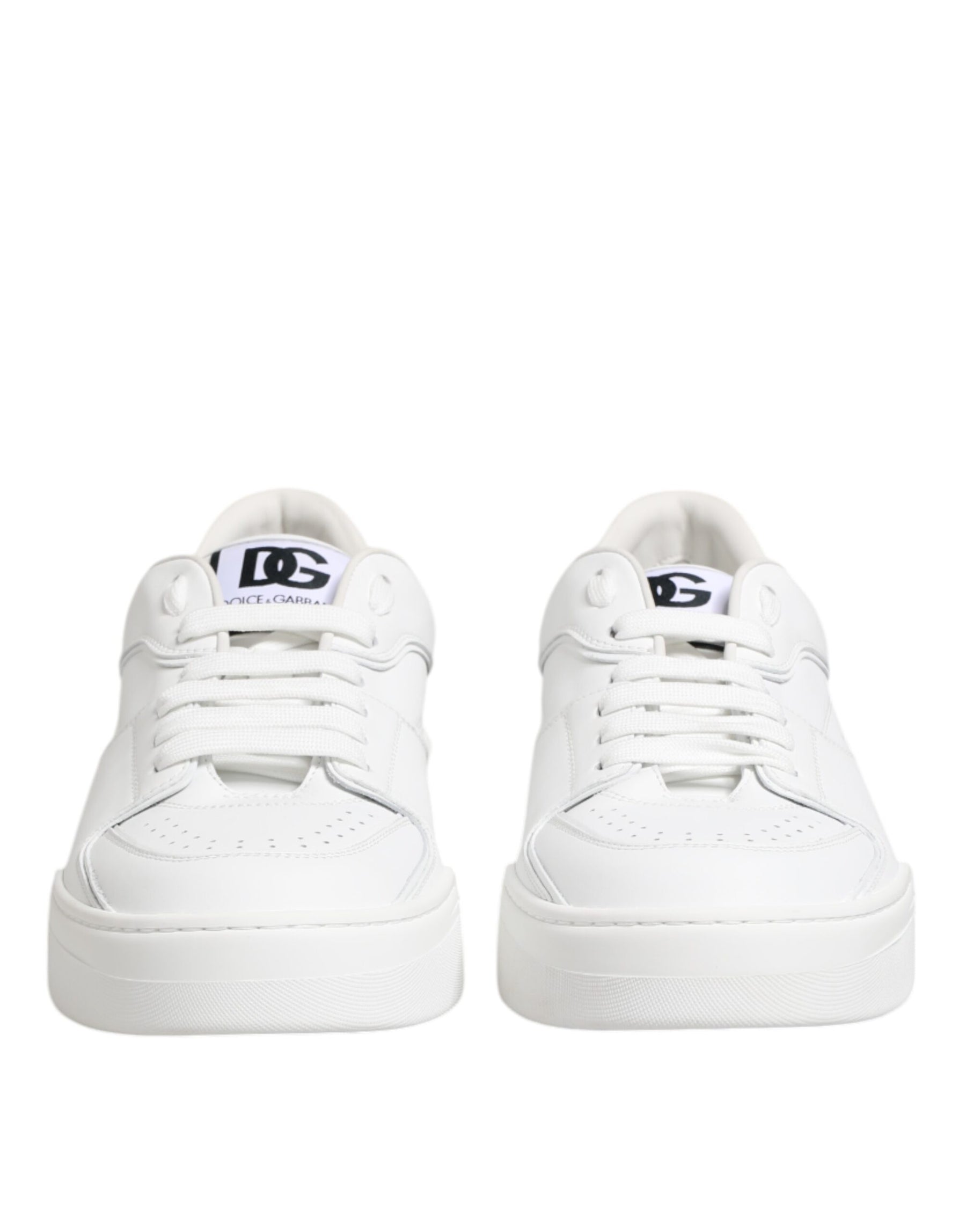Dolce & Gabbana White Miami Leather Low Top Sneakers Shoes | Regal Royce