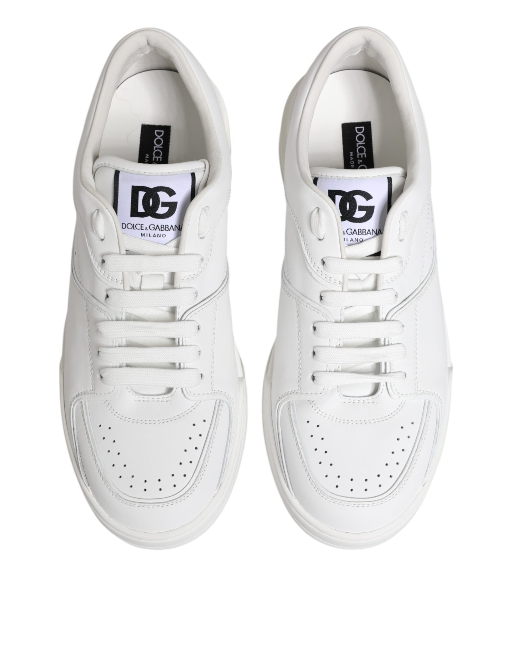 Dolce & Gabbana White Miami Leather Low Top Sneakers Shoes | Regal Royce