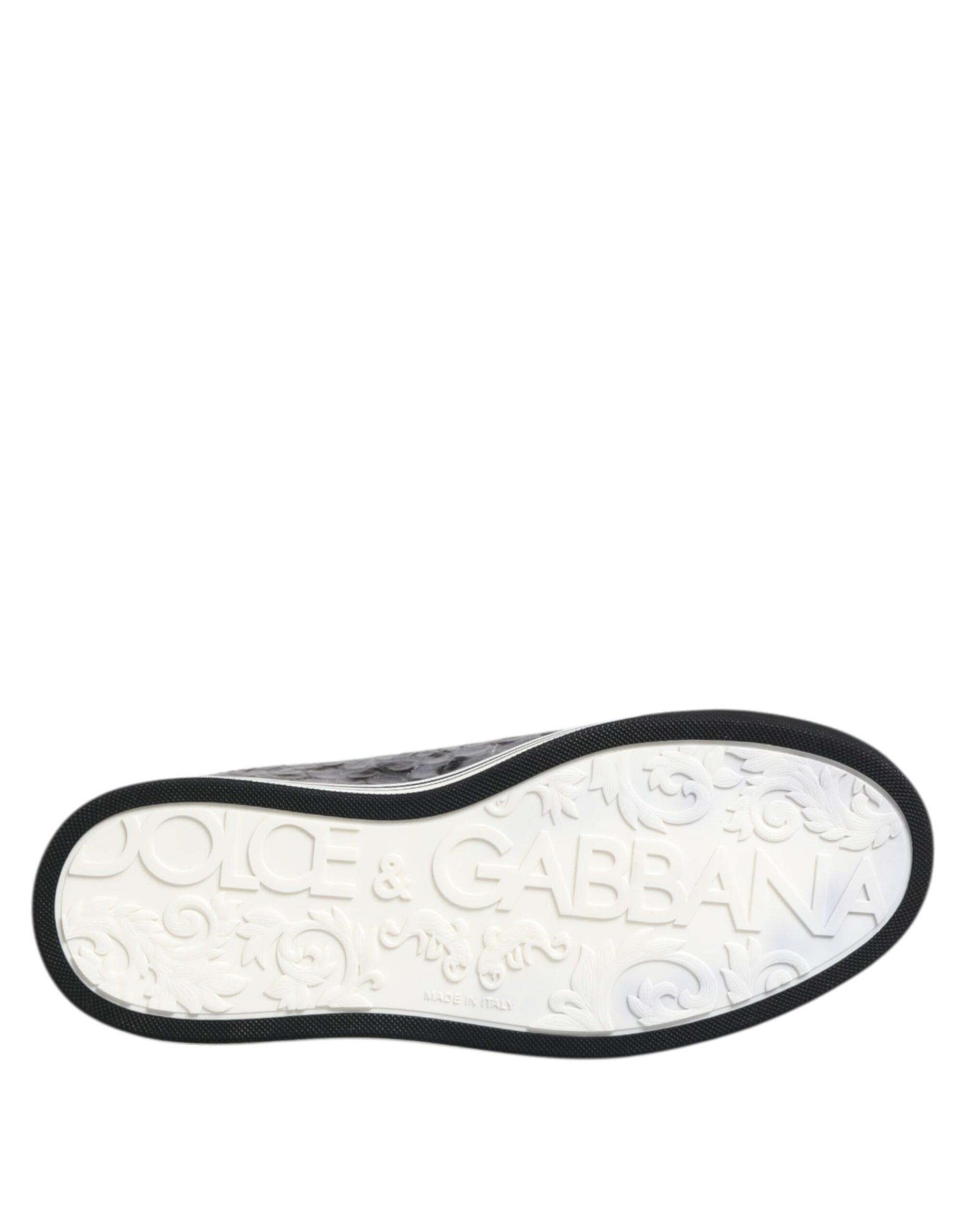 Dolce & Gabbana Gray Leather Leopard Low Top Sneakers Shoes | Regal Royce