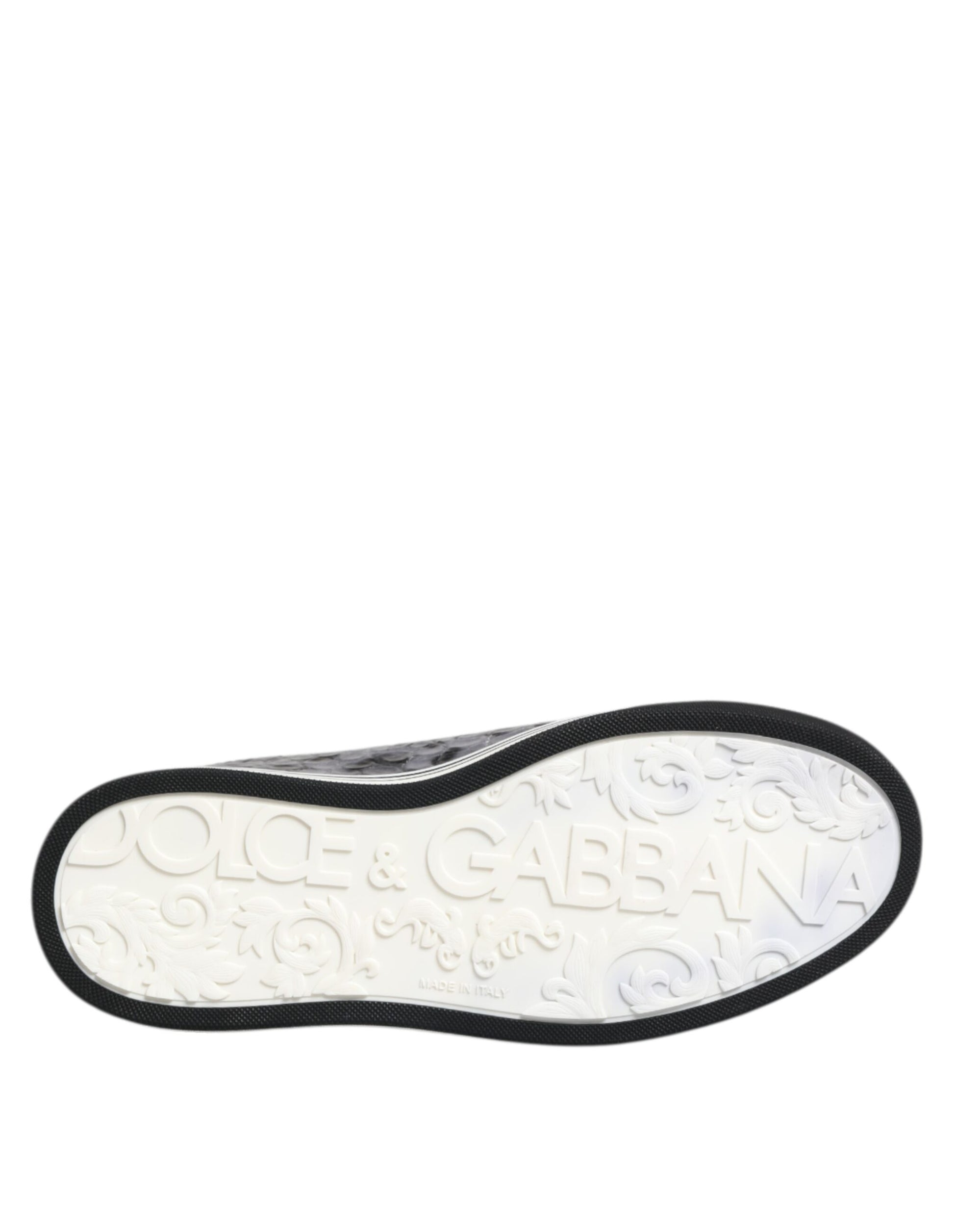 Dolce & Gabbana Gray Leather Leopard Low Top Sneakers Shoes