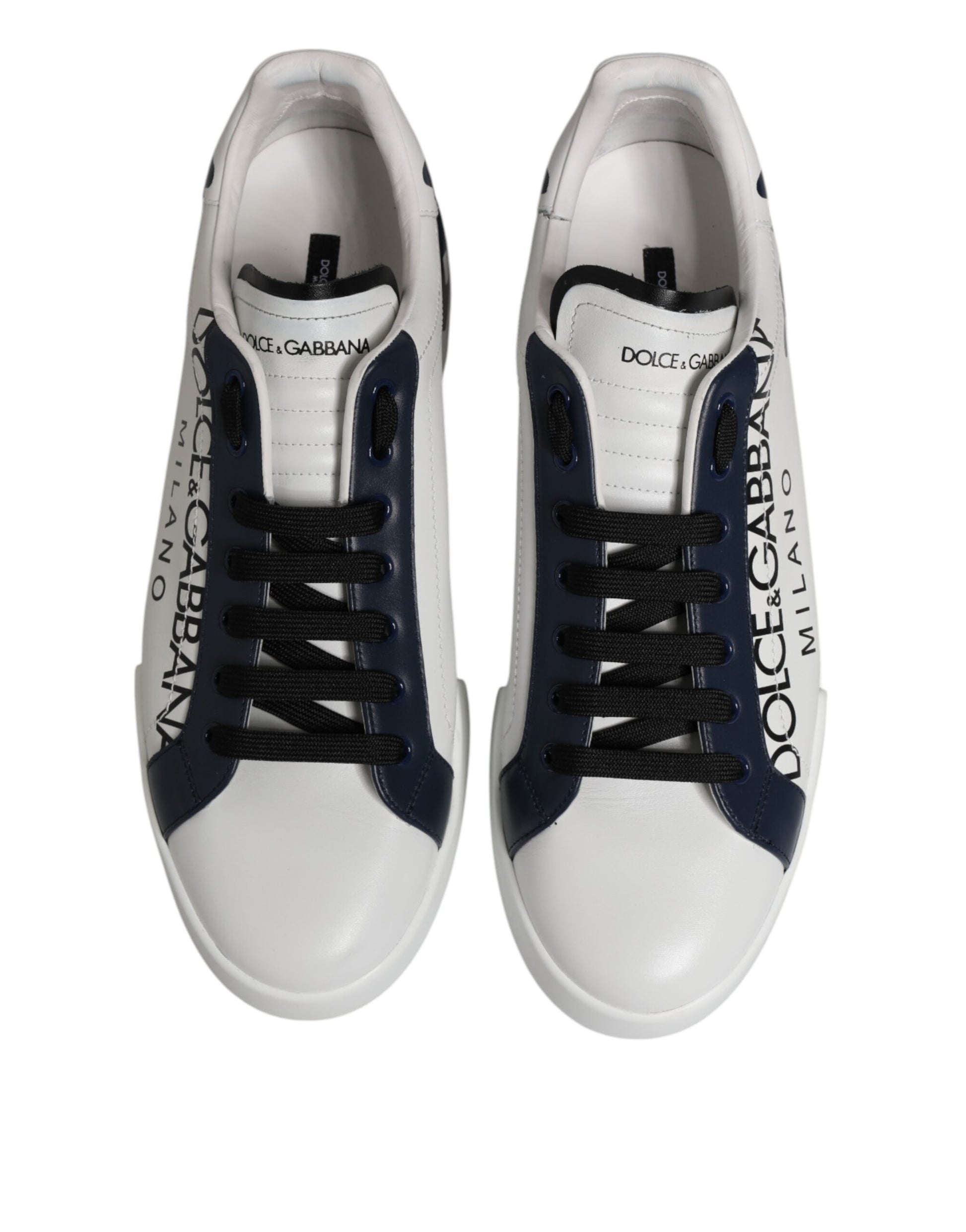 Dolce & Gabbana White Blue Crown Low Top Sneakers Shoes