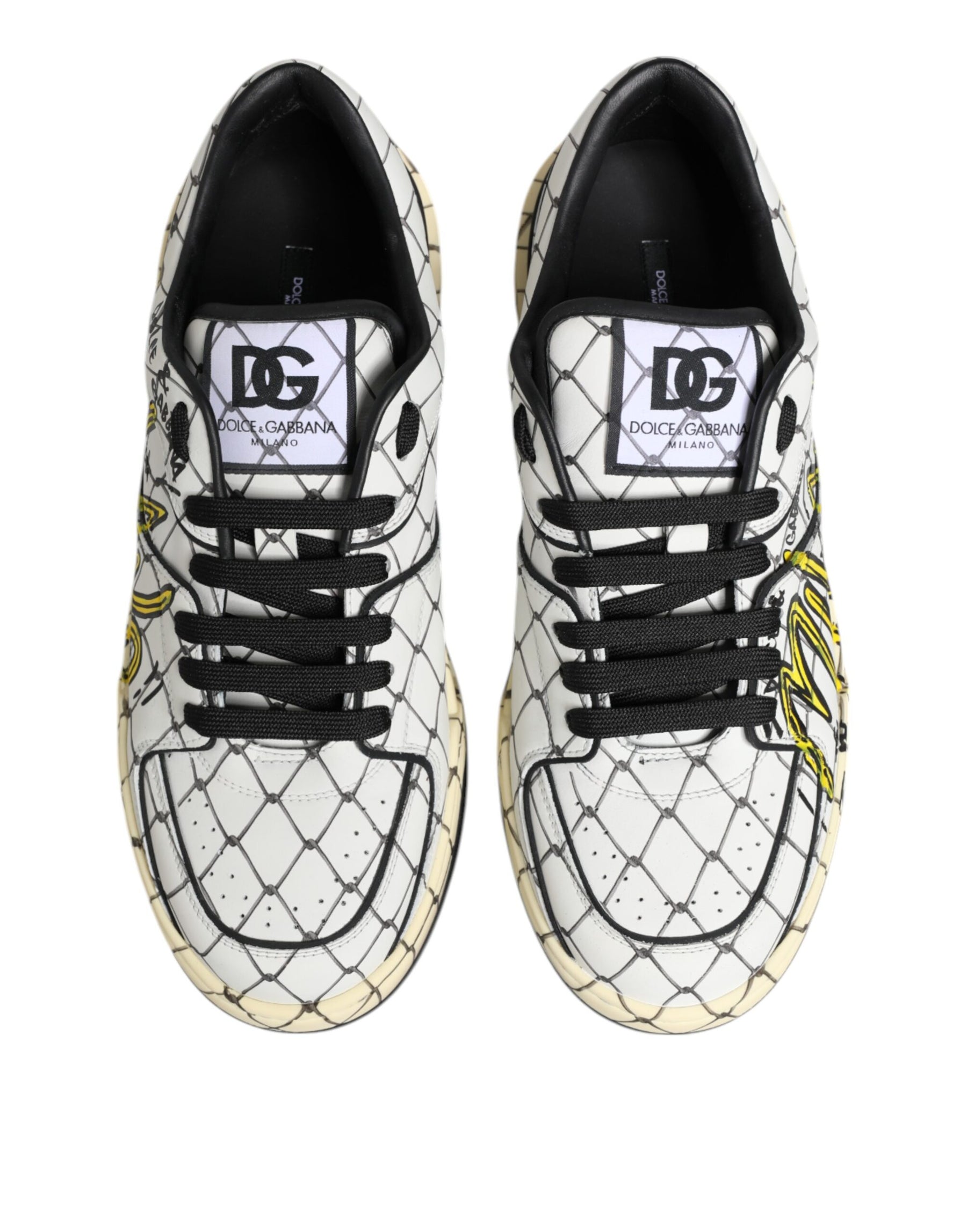 Dolce & Gabbana White Logo Print Low Top Men Sneakers Shoes | Regal Royce