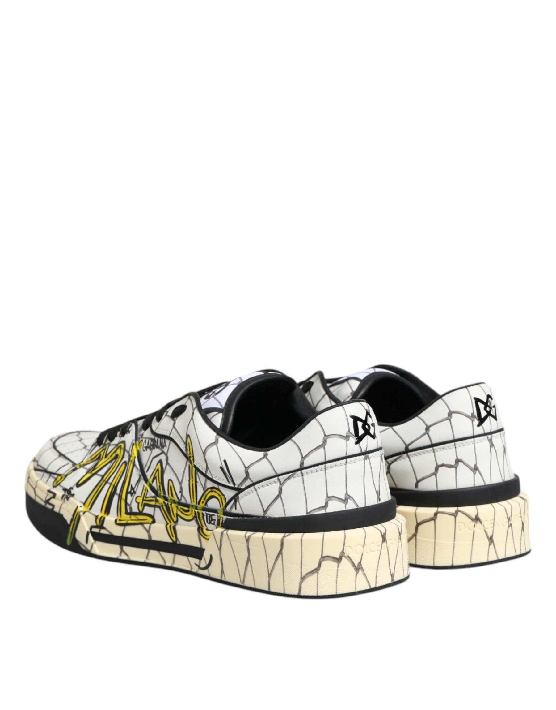 Dolce & Gabbana White Logo Print Low Top Men Sneakers Shoes | Regal Royce