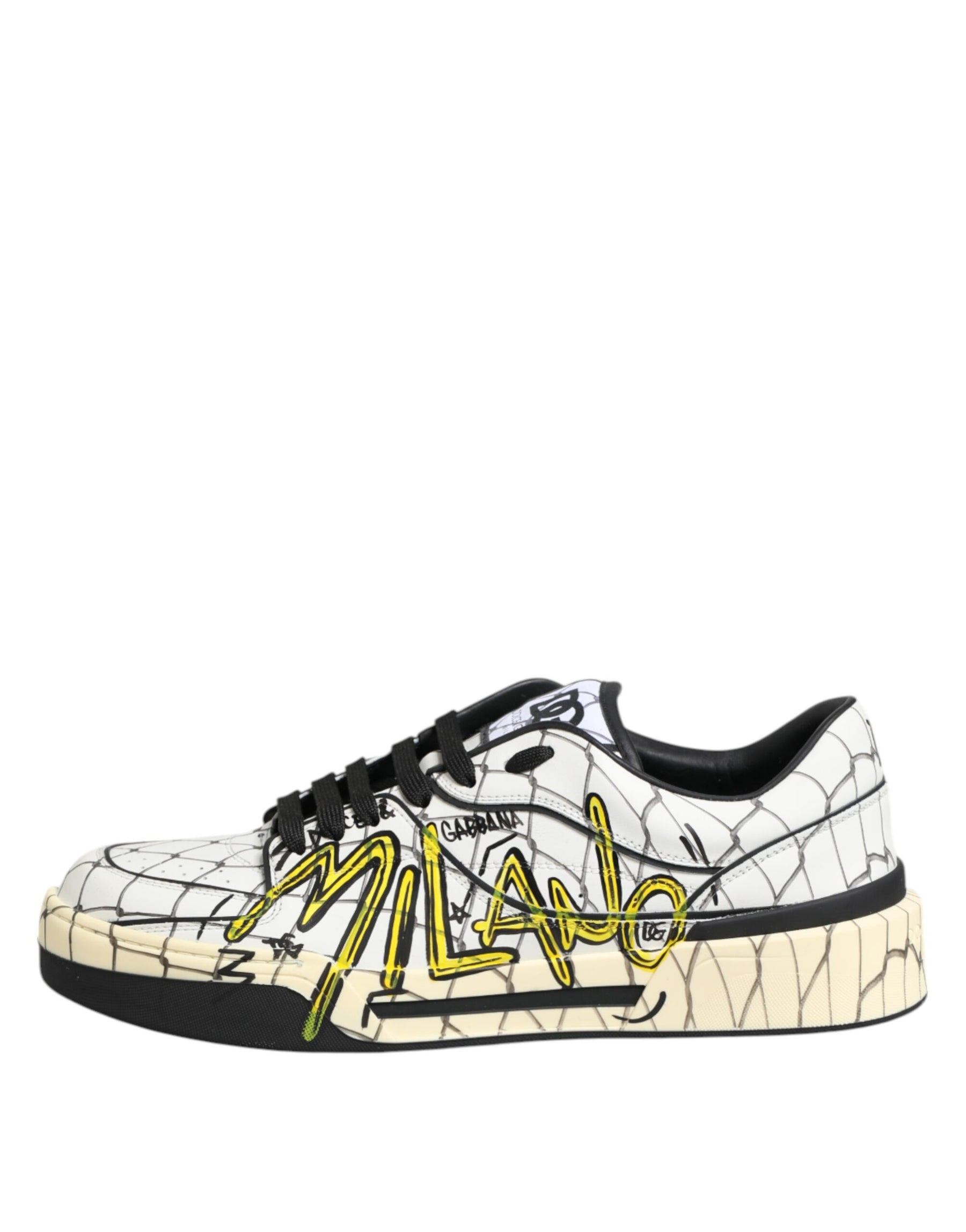Dolce & Gabbana White Logo Print Low Top Men Sneakers Shoes | Regal Royce