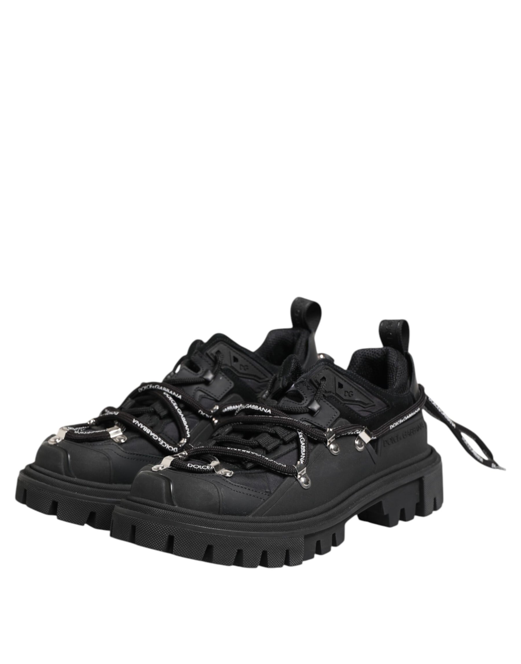 Dolce & Gabbana Black Low Top Lace Up Trekking Sneakers Shoes | Regal Royce