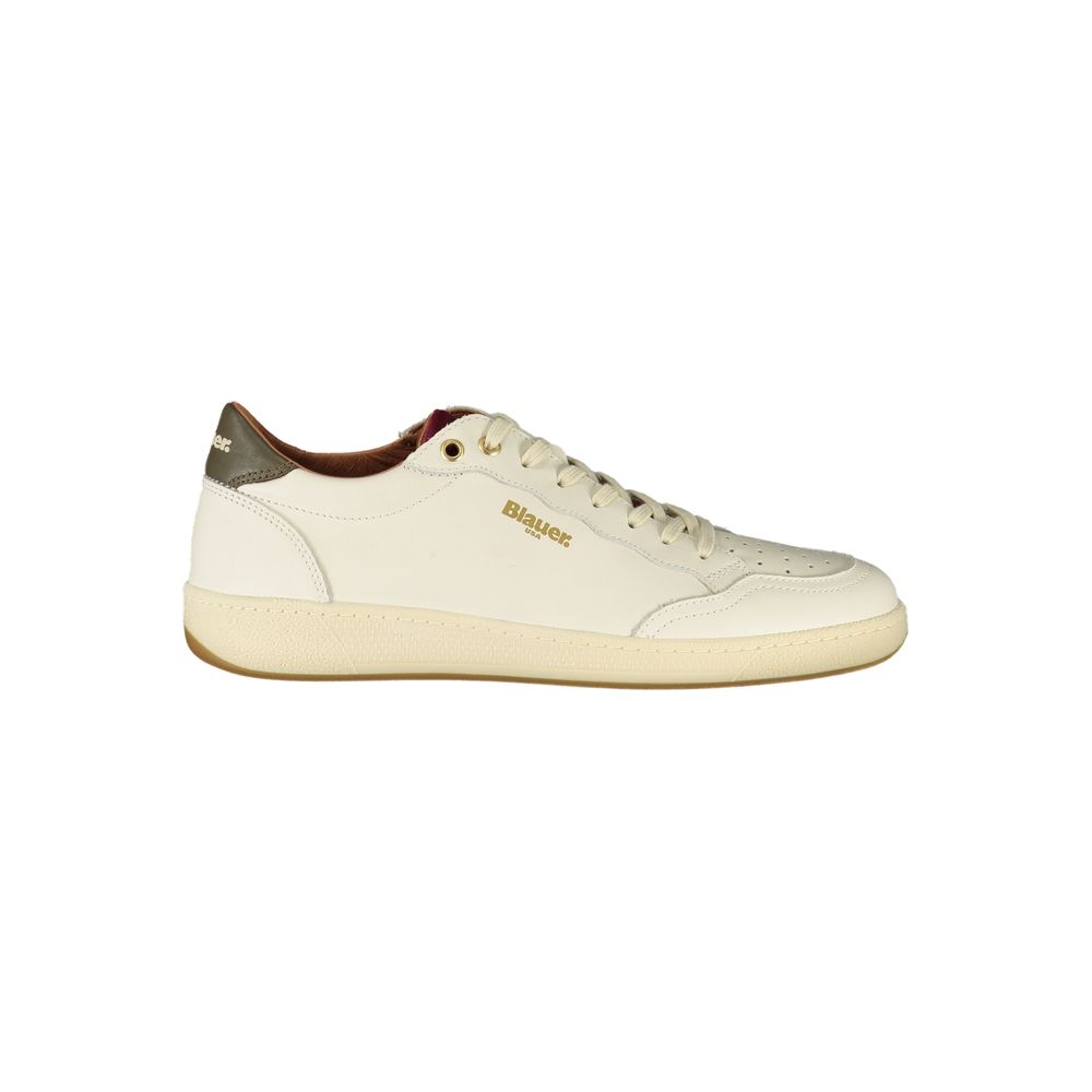 Blauer White Leather Men Sneaker | Regal Royce