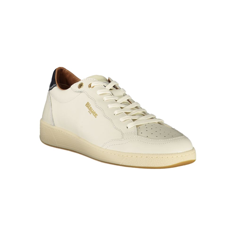 Blauer White Polyurethane Men Sneaker | Regal Royce