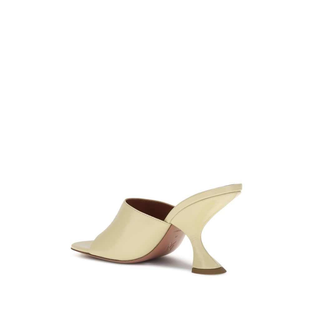 Amina Muaddi Cream Calf Leather Bos Taurus Stiletto Heel Sandals | Regal Royce