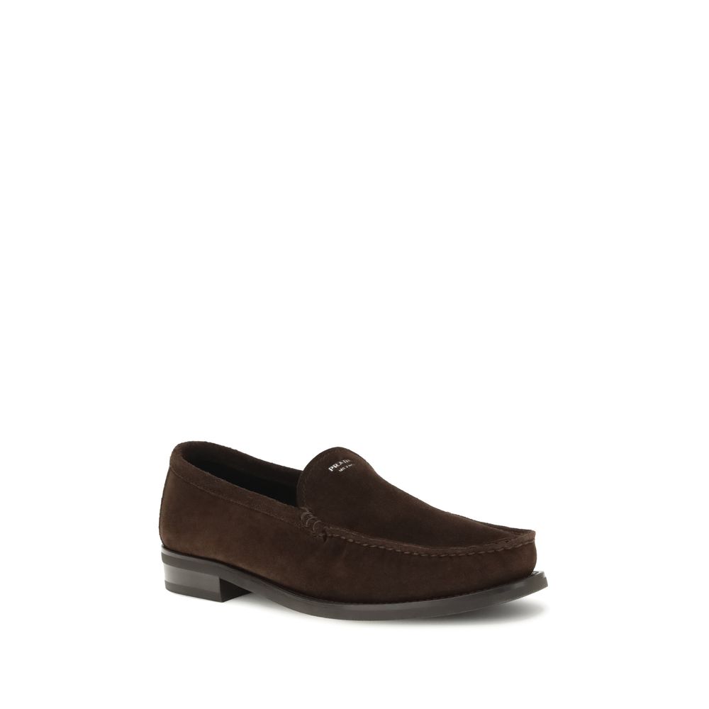 Prada Brown Calf Leather Bos Taurus Slip-On Loafers | Regal Royce