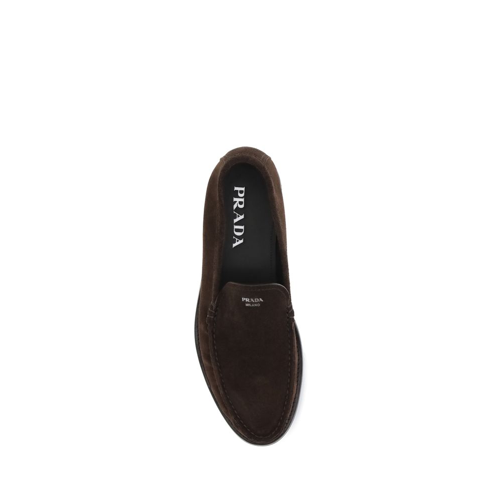 Prada Brown Calf Leather Bos Taurus Slip-On Loafers | Regal Royce