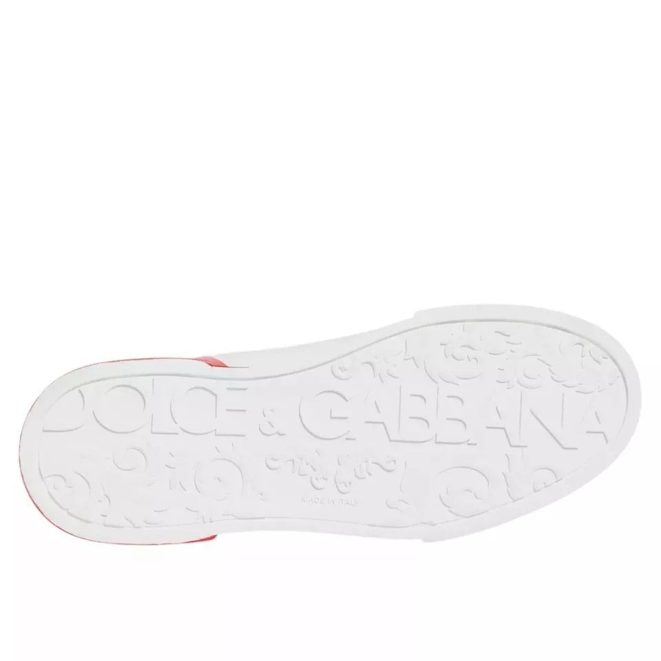 Dolce & Gabbana White Red Portofino Low Top Sneakers Shoes
