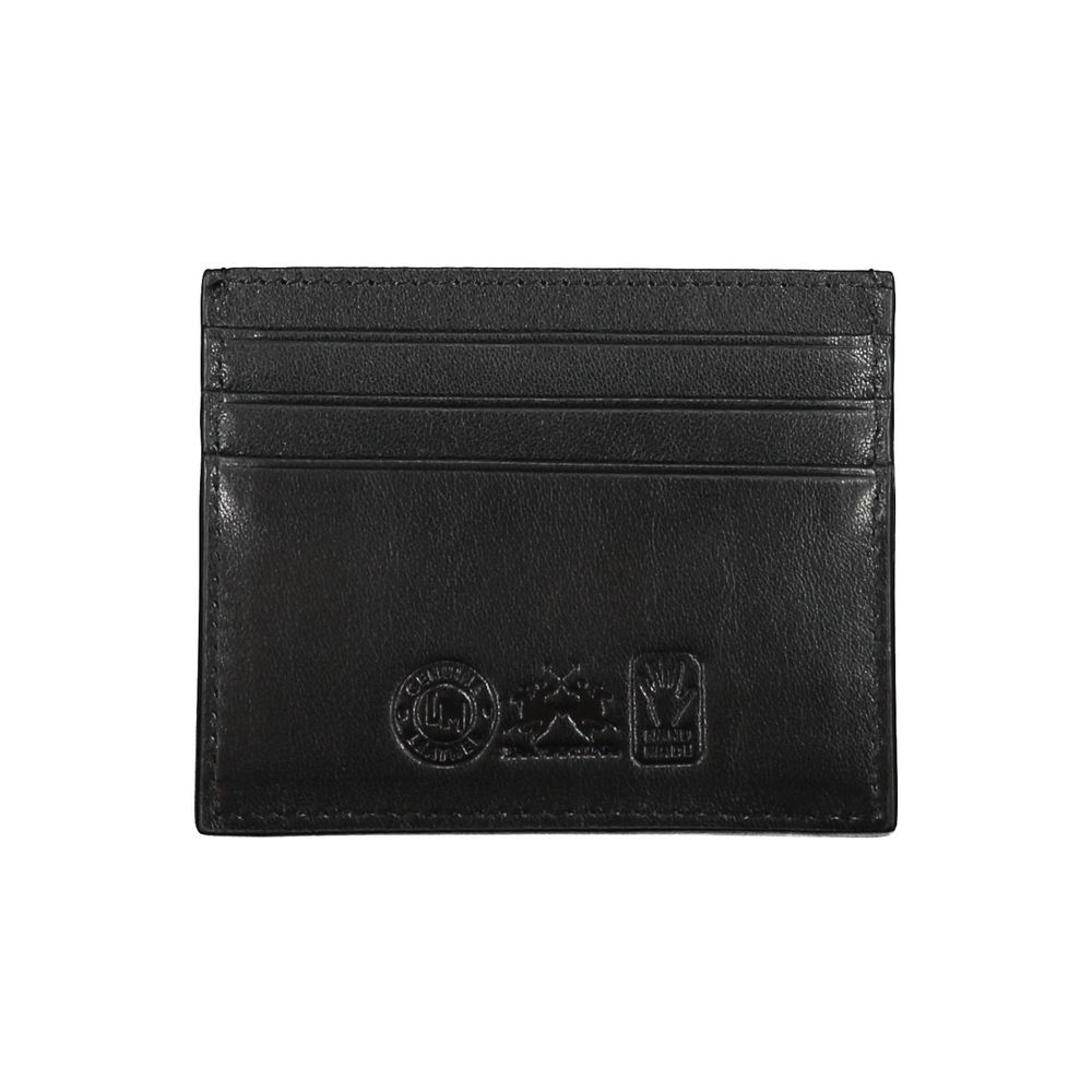 La Martina Black Leather Men Wallet Holder | Regal Royce